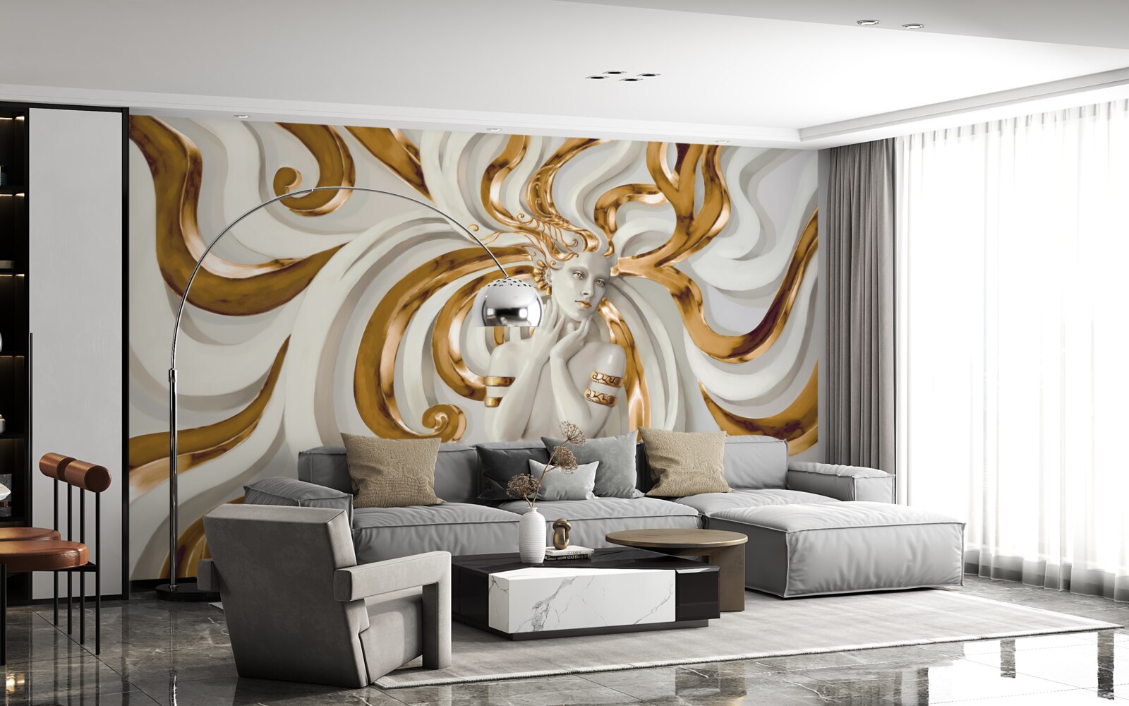 Papier peint dame aux cheveux d'or