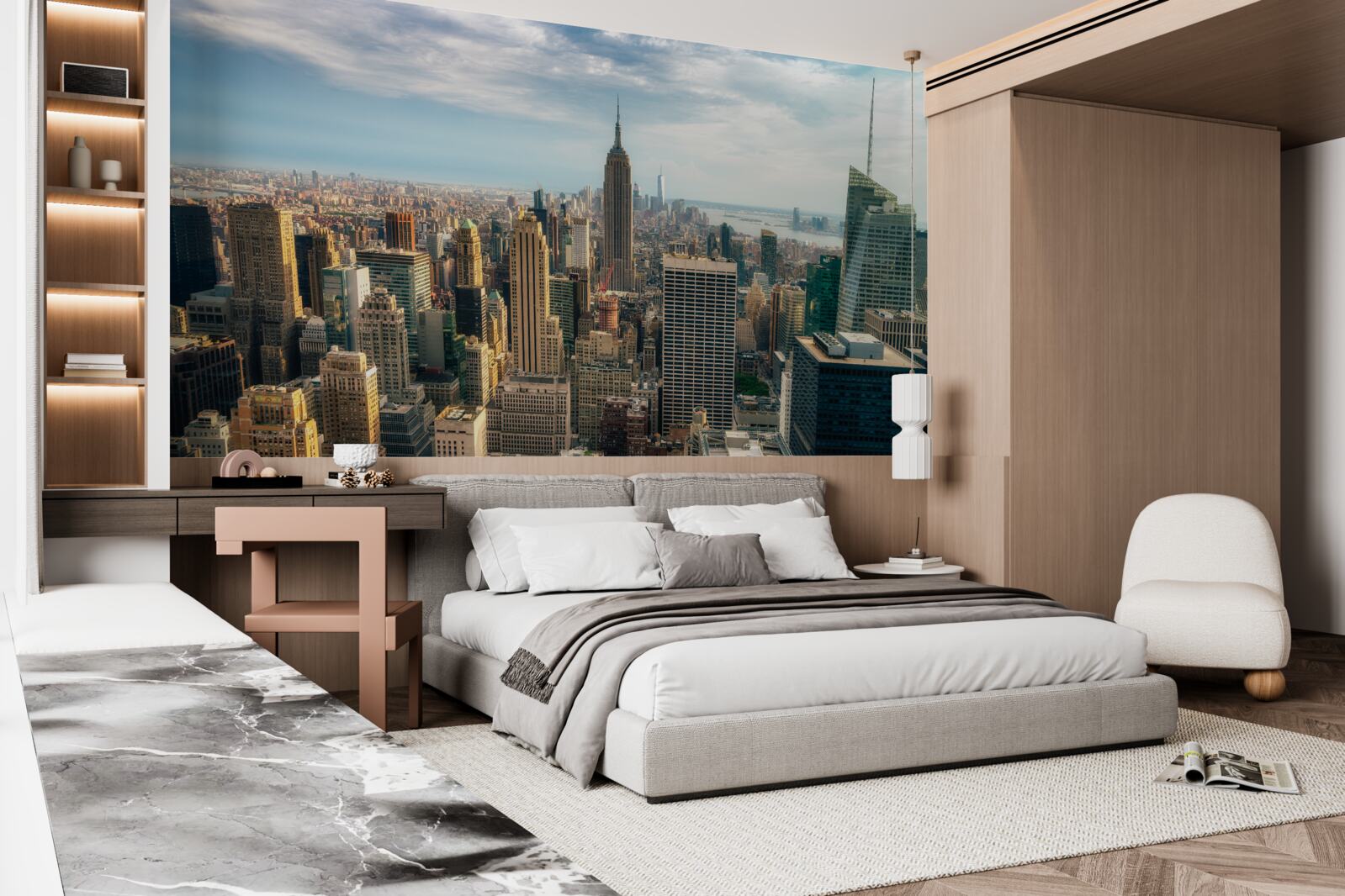 Papier peint la construction de l'empire state bat son plein