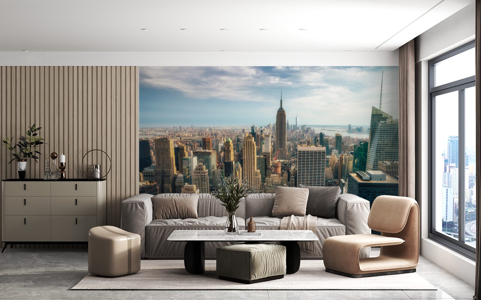 Papier peint la construction de l'empire state bat son plein