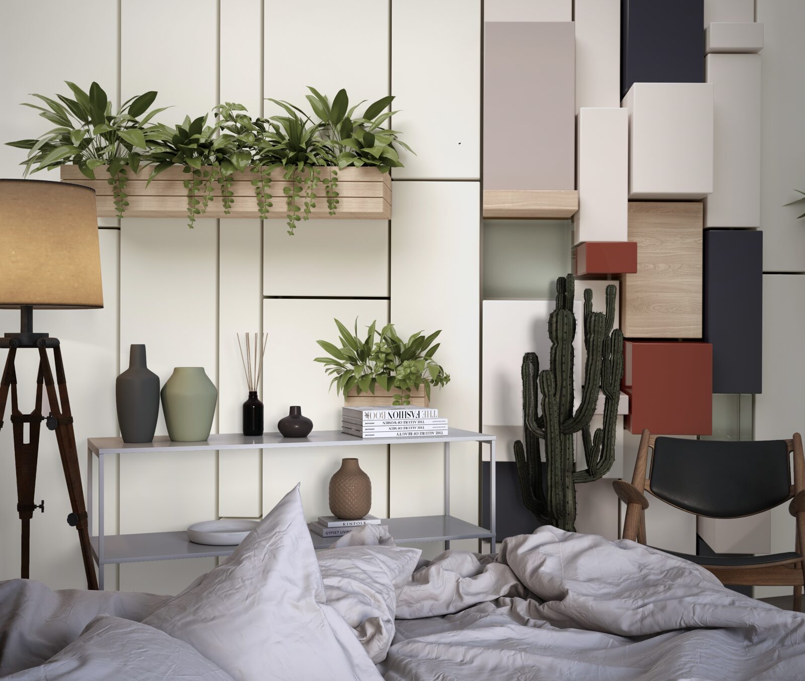 Papier peint Les murs sont décorés de pots de plantes vertes