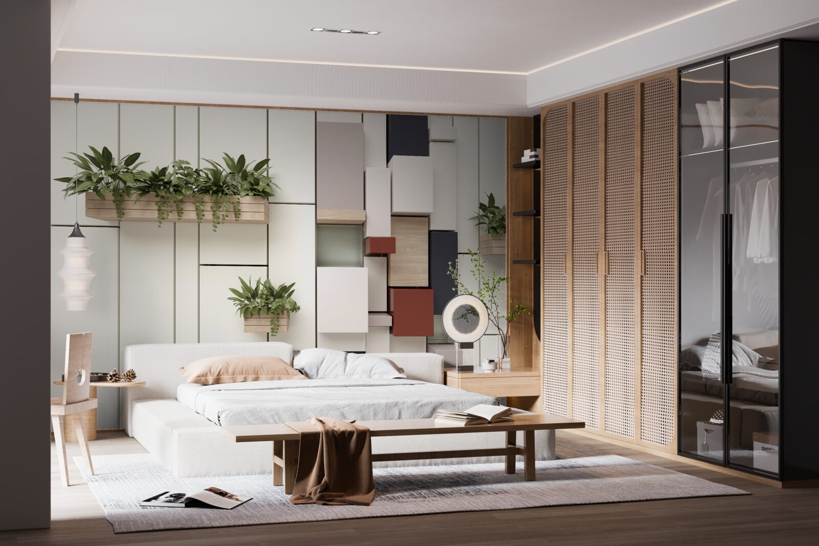 Papier peint Les murs sont décorés de pots de plantes vertes