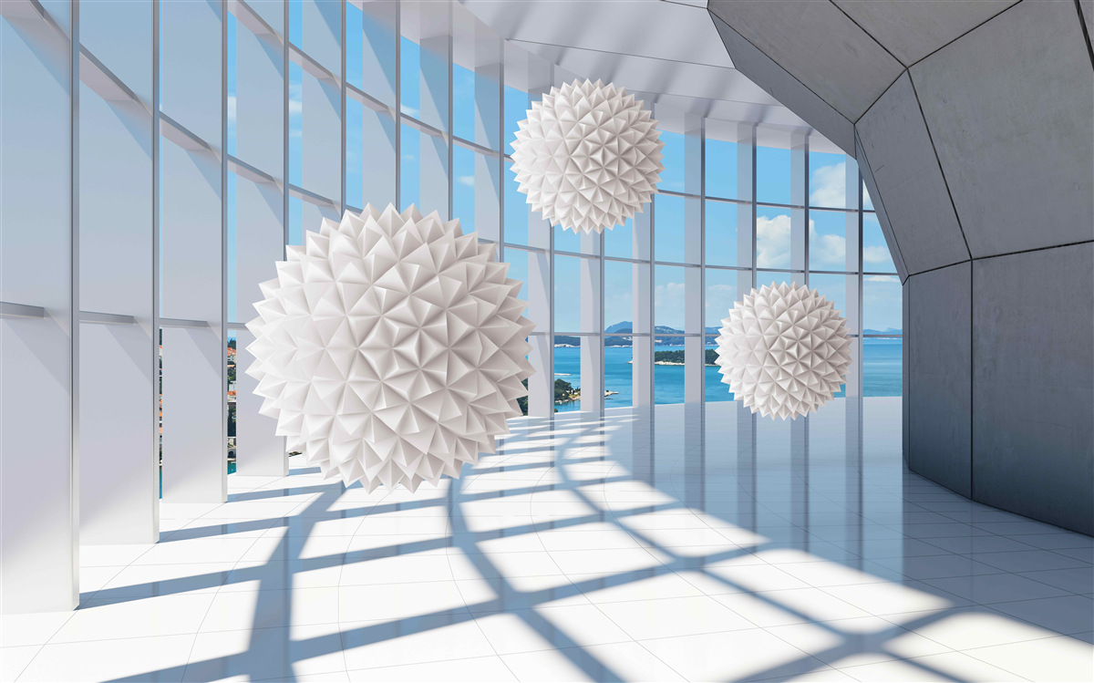 Papier peint boules d'aiguille dans le passage visuel