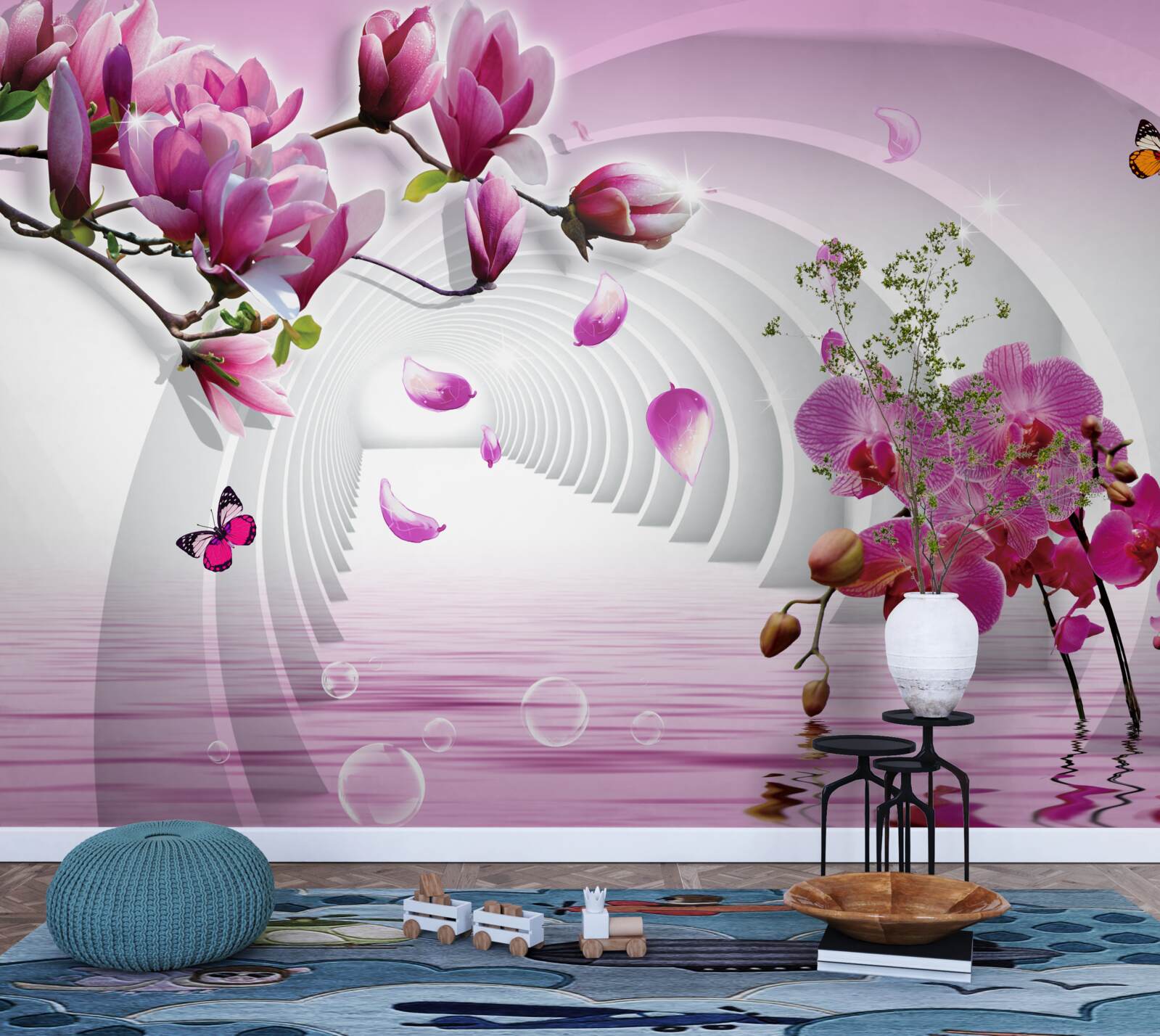 Papier peint de délicieuses nuances de rose, de magnolia et d'orchidée