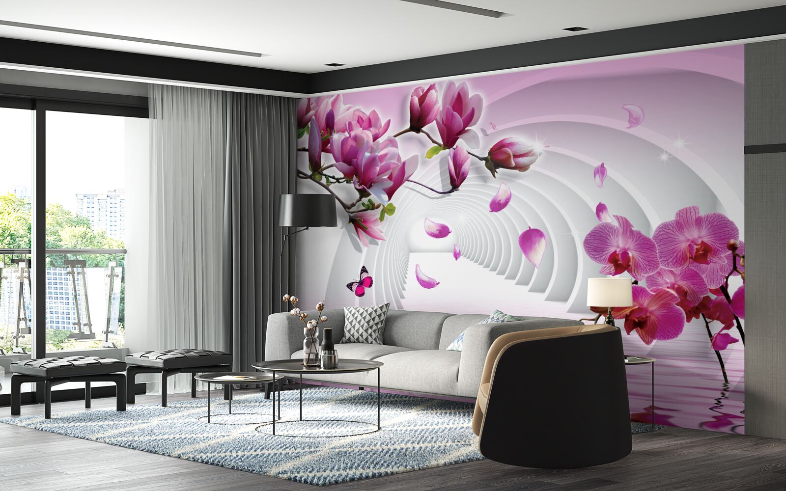 Papier peint de délicieuses nuances de rose, de magnolia et d'orchidée