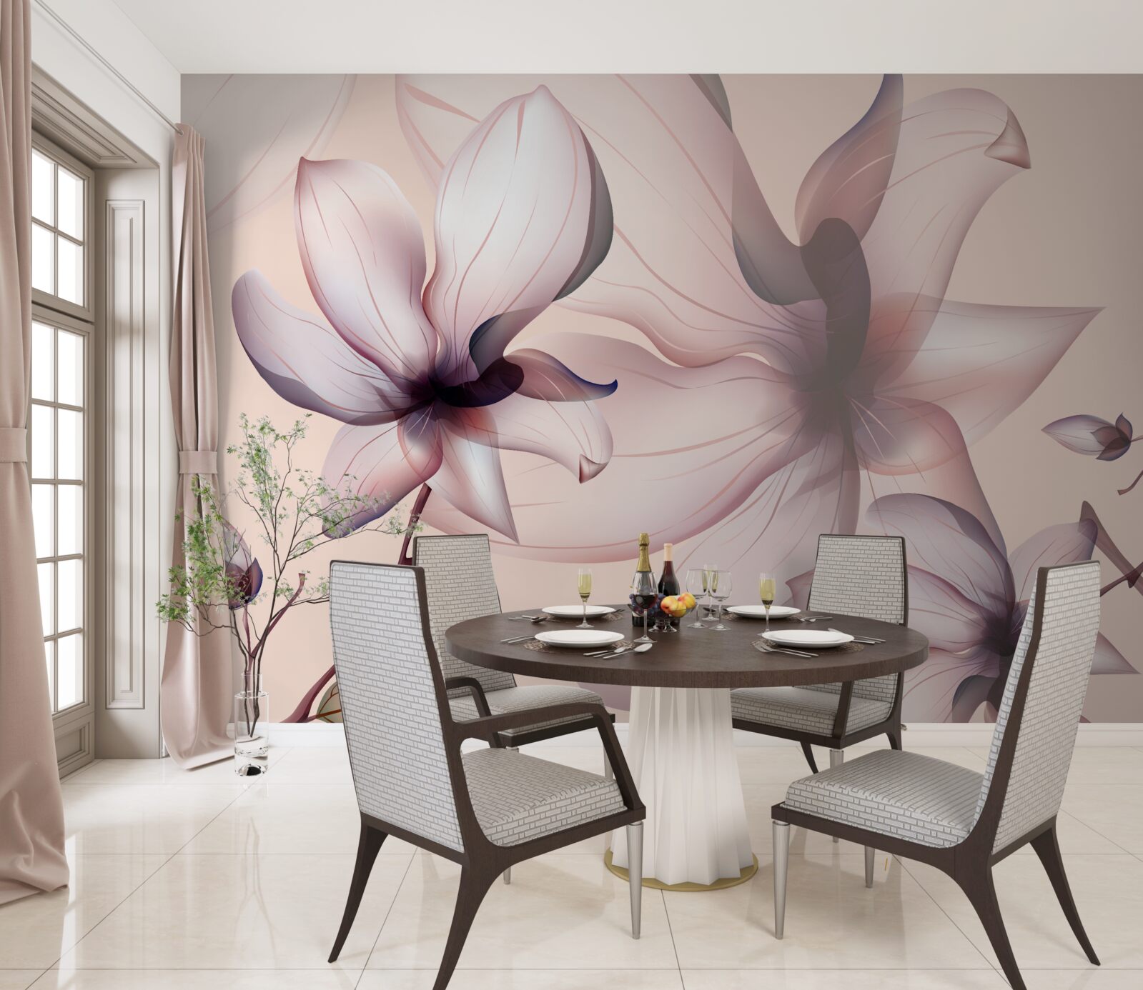 Papier peint fond lumineux avec des magnolias