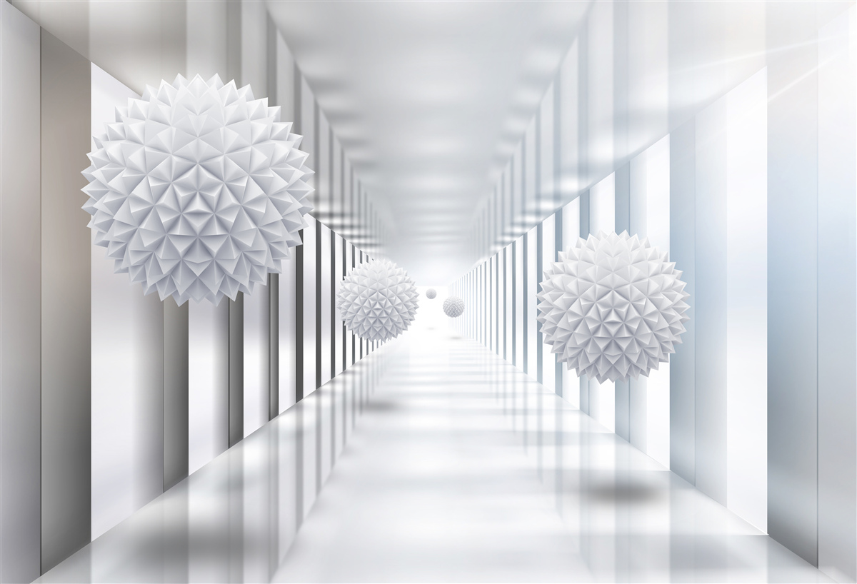 Papier peint couloir de boules et de tunnels qui s'estompent