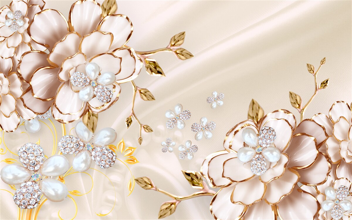 Papier peint les bourgeons de pivoine avec des perles et de l'or sont magnifiques