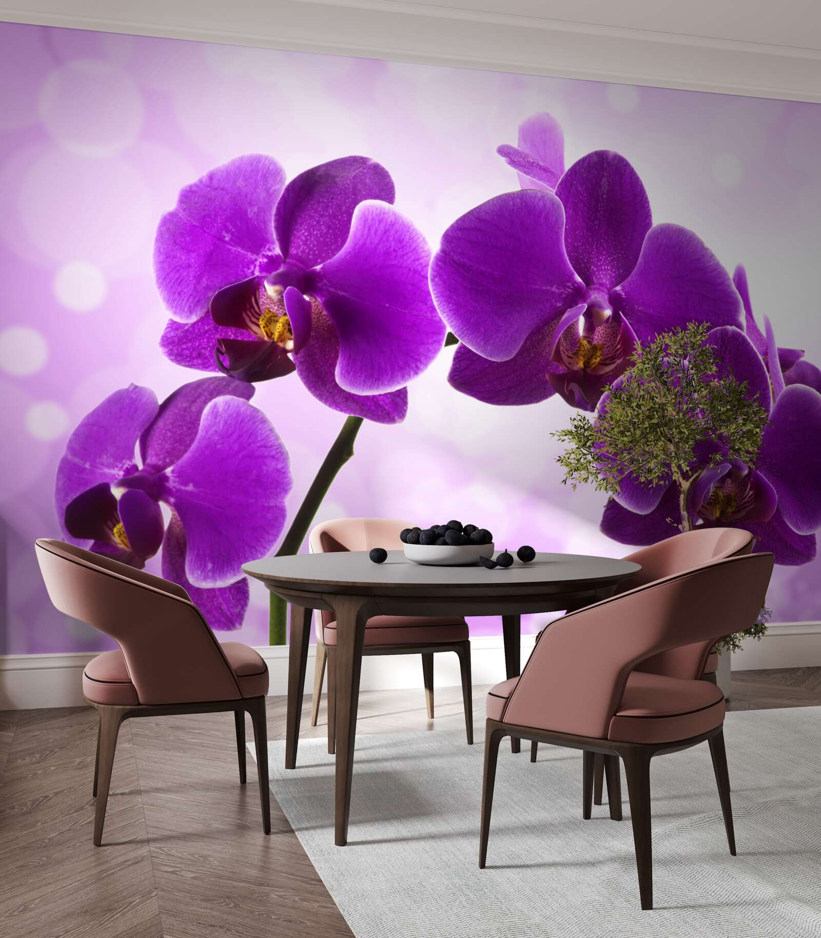 Papier peint orchidée pourpre foncé