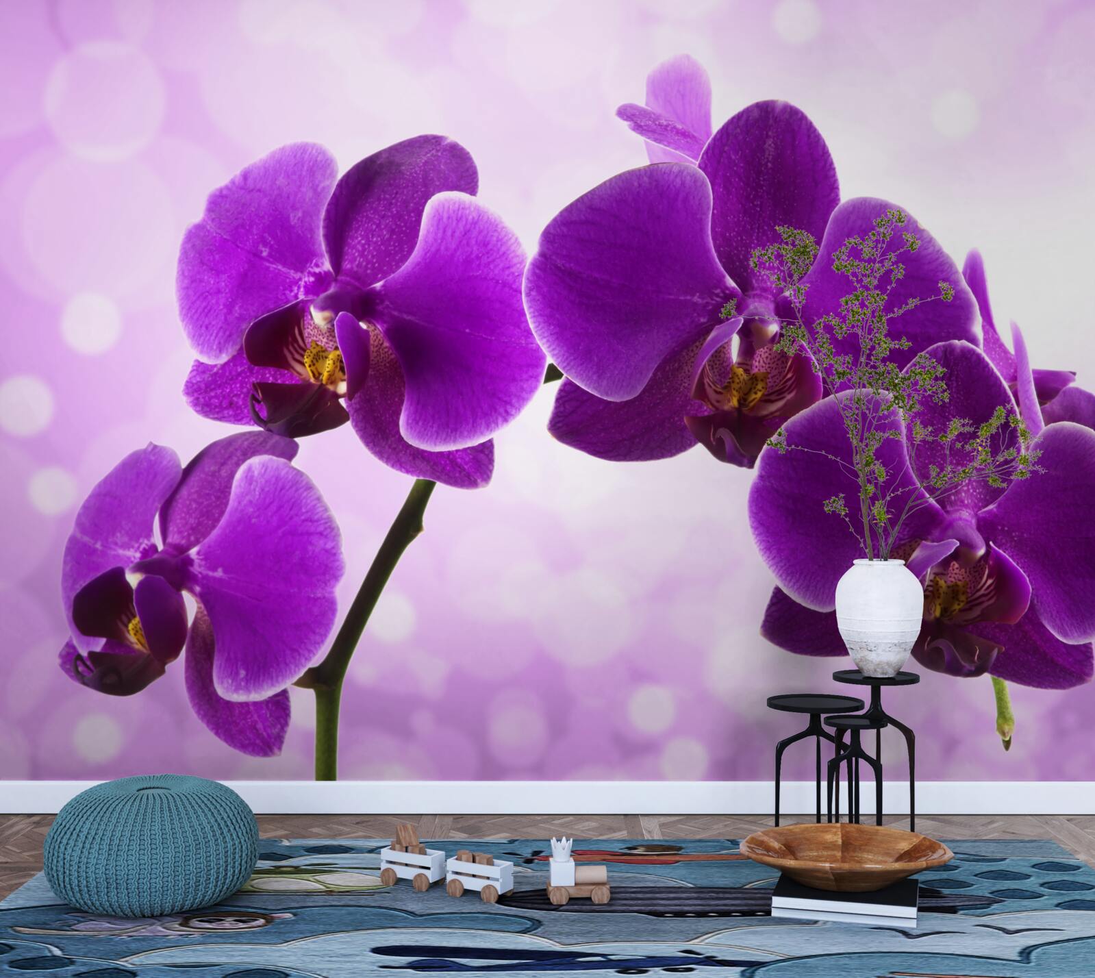 Papier peint orchidée pourpre foncé