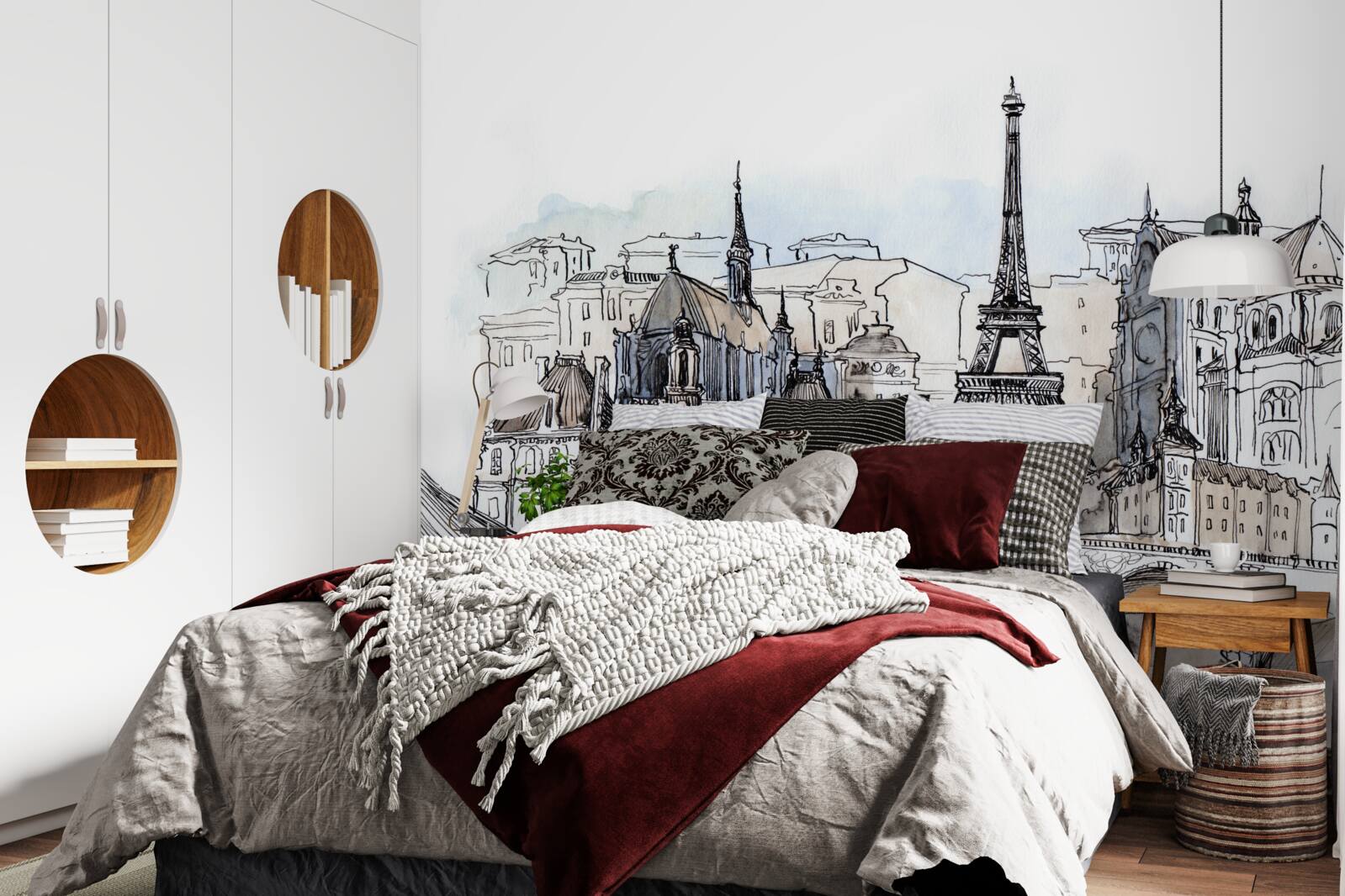 Papier peint paris en aquarelle