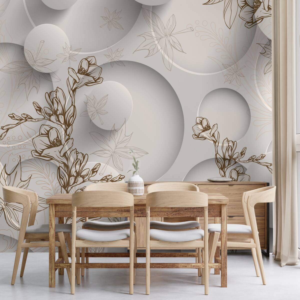 Papier peint Les magnolias sont blancs et de forme ronde
