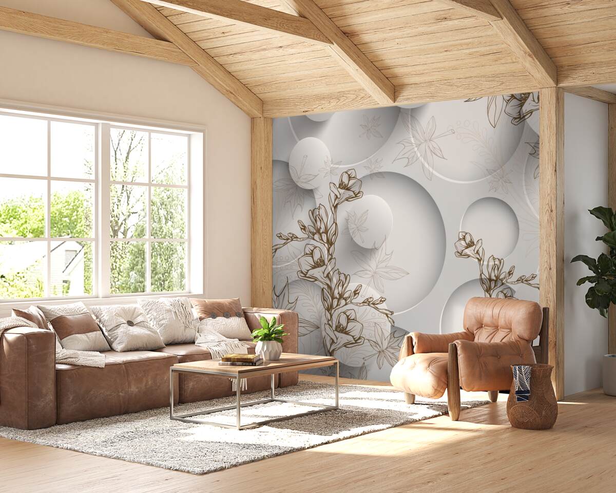 Papier peint Les magnolias sont blancs et de forme ronde