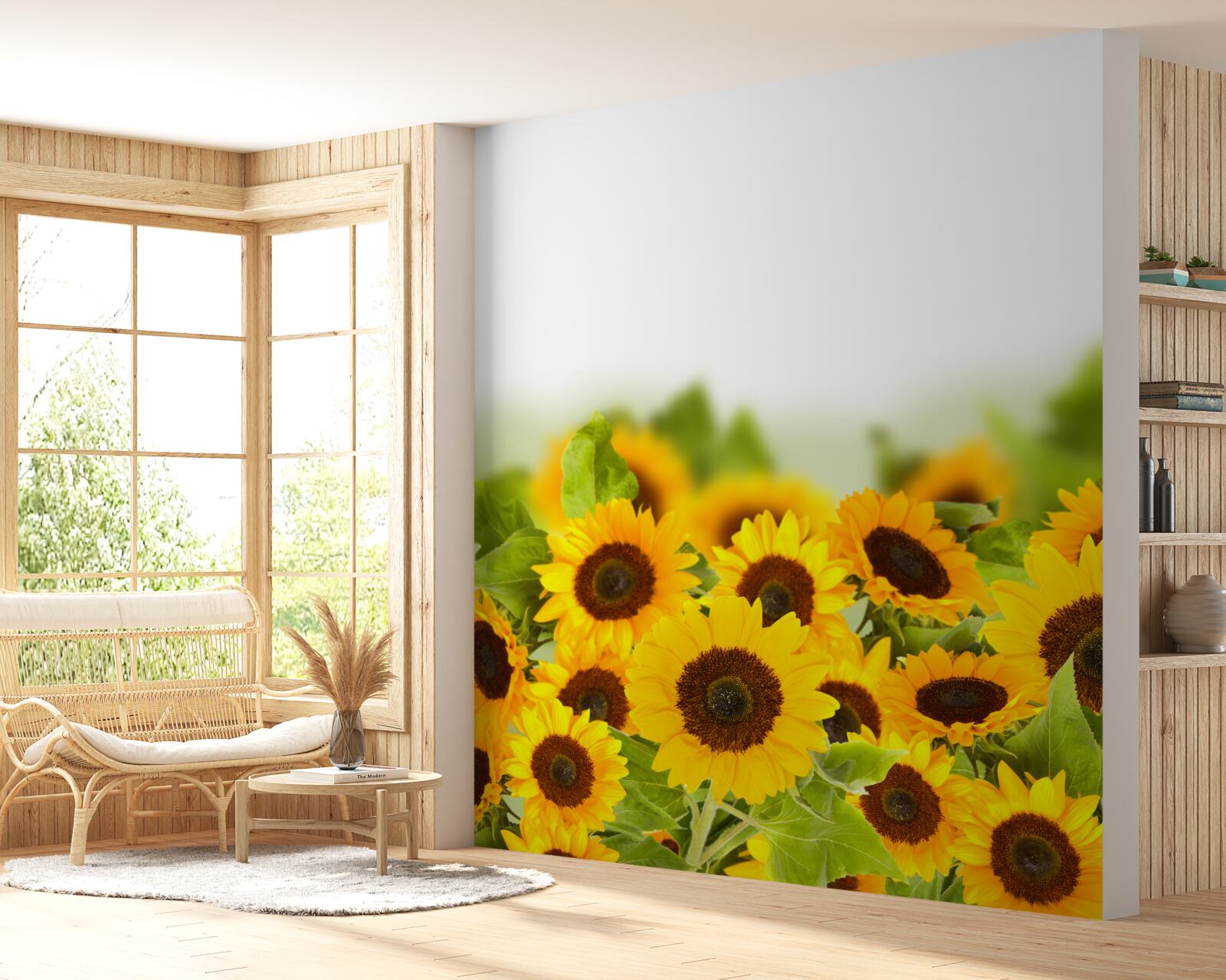 Papier peint un champ de tournesols dans sa jeunesse