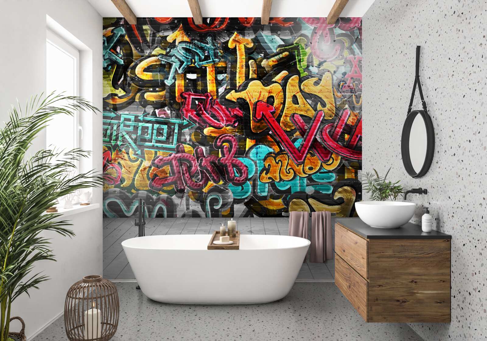 Papier peint effacer les graffitis dans les rues