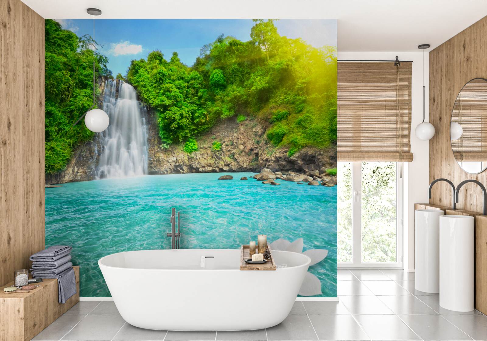 Papier peint les eaux de la cascade sont cristallines