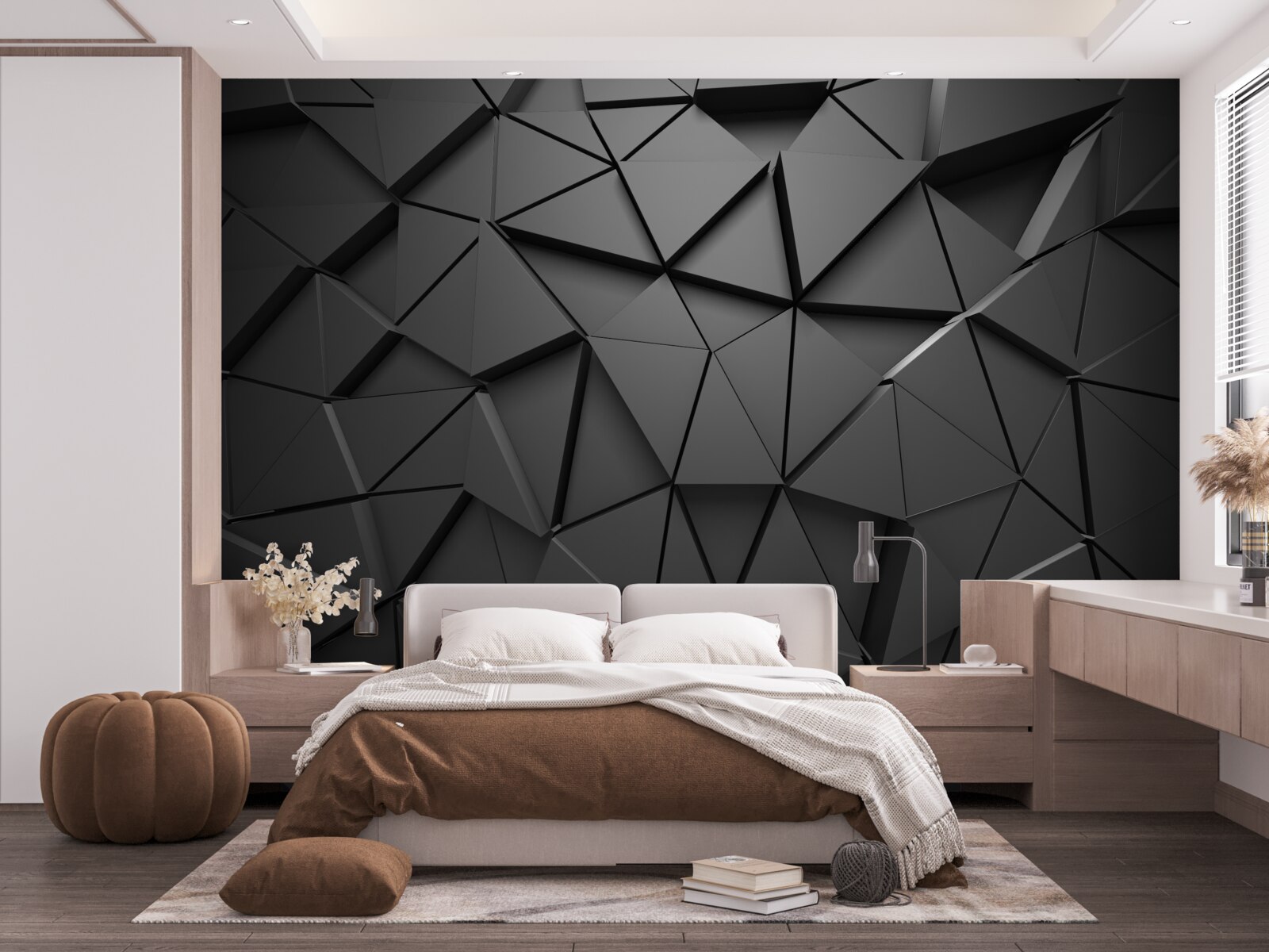 Papier peint triangles en noir abstraction