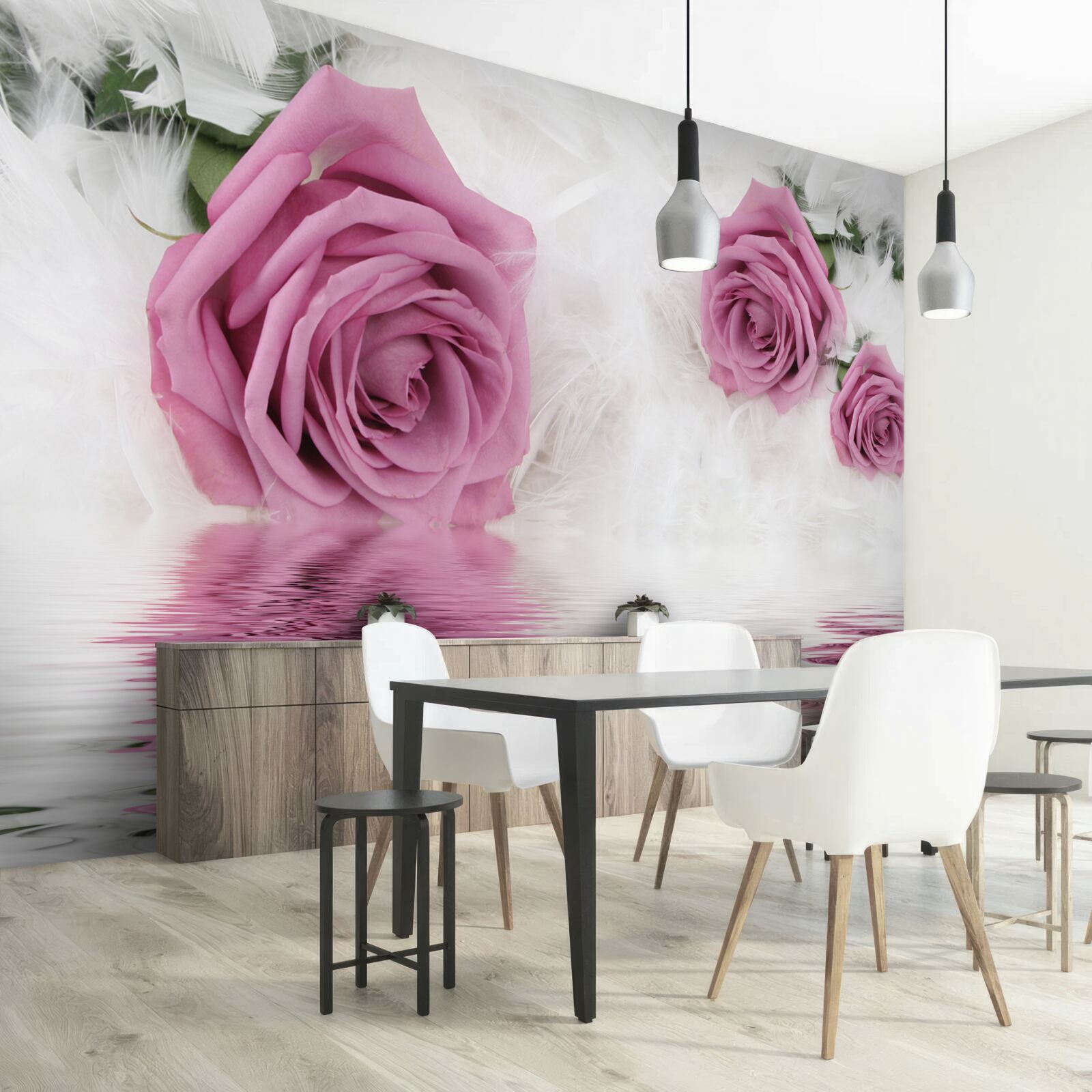 Papier peint roses lilas dans l'élément liquide