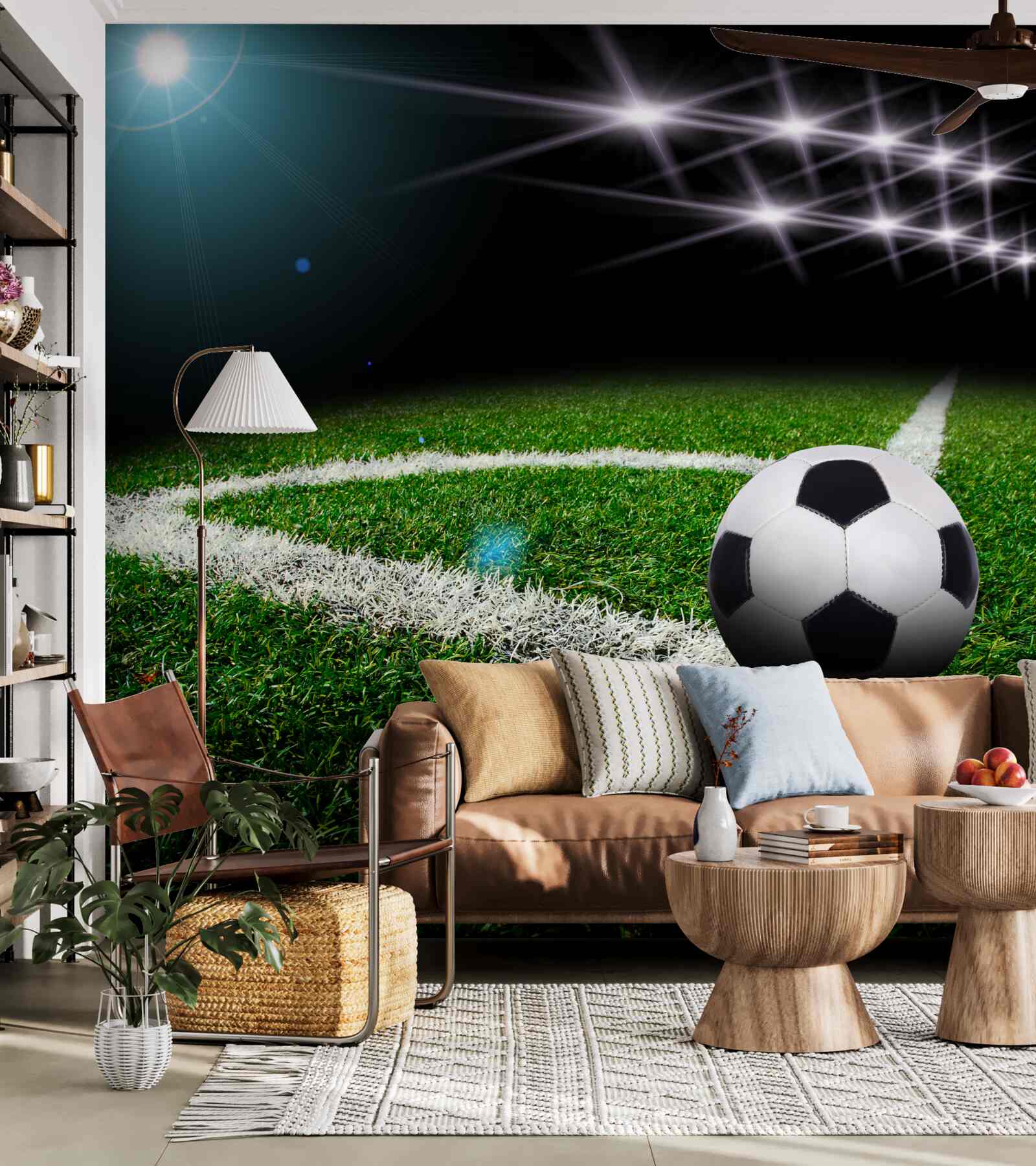 Papier peint le ballon repose sur la pelouse du stade