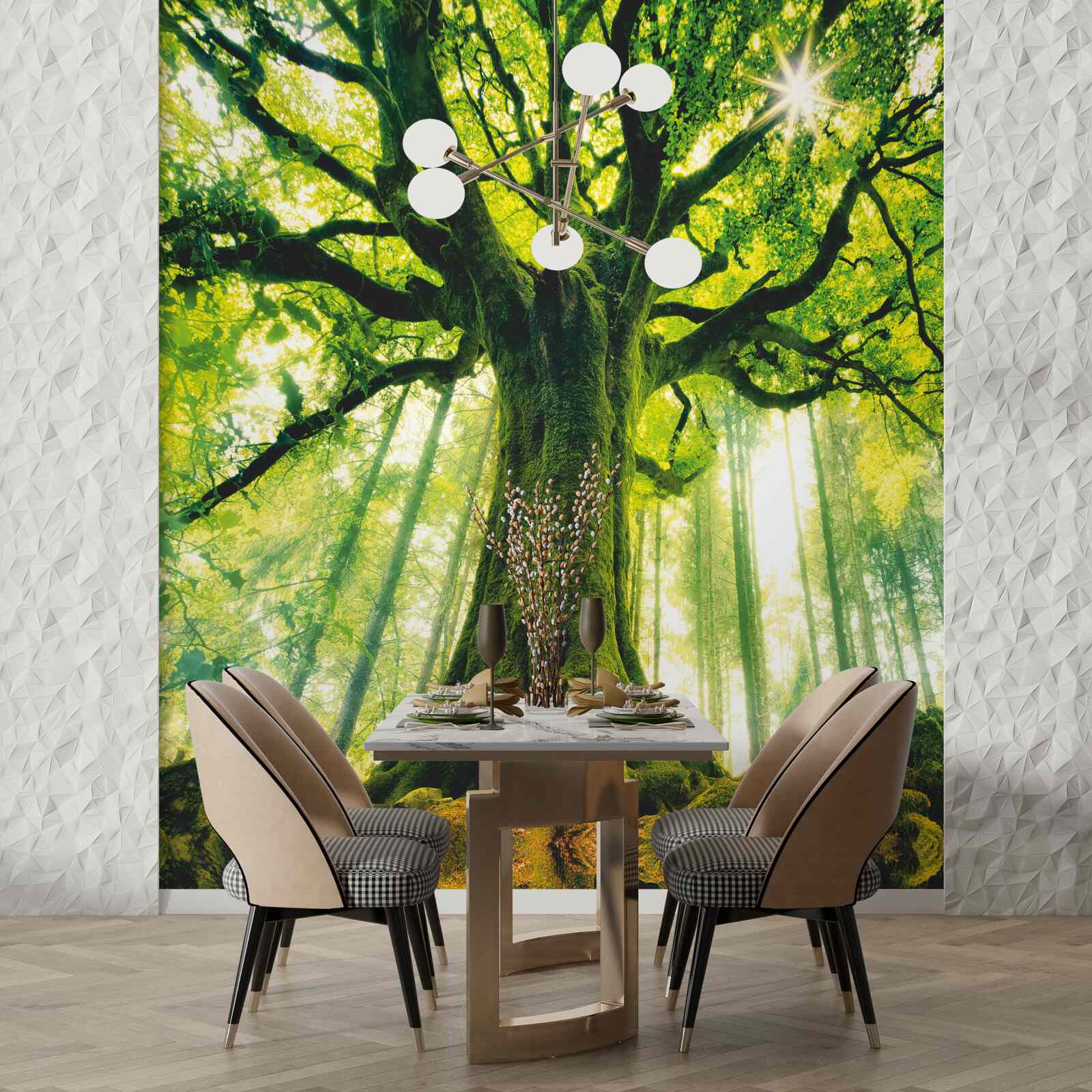 Papier peint arbre de vie dans la forêt du matin