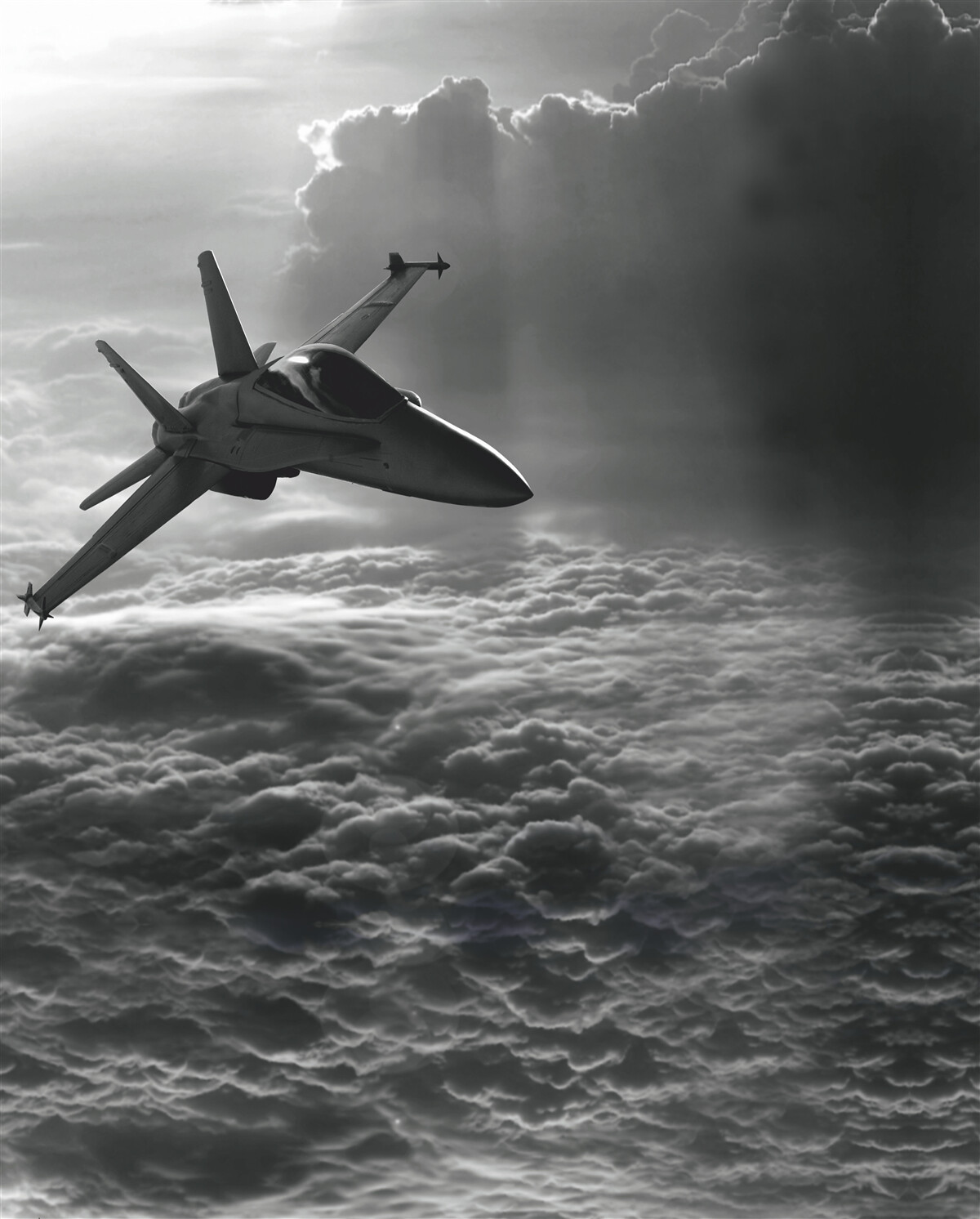 Papier peint avion de chasse parmi les nuages