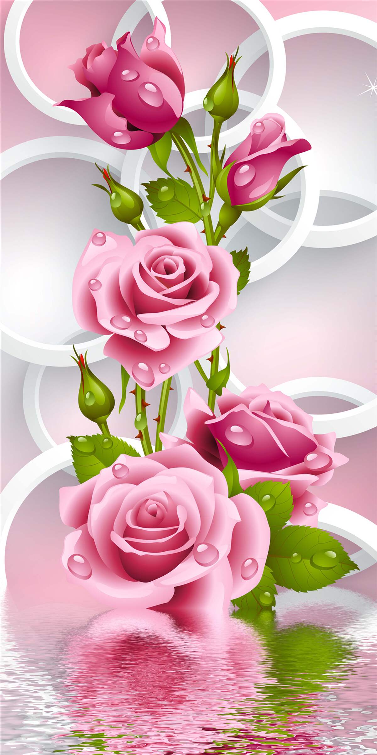 Papier peint des tiges souples de roses pourpres