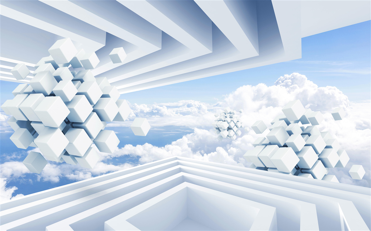 Papier peint textures flottant dans le bleu des nuages