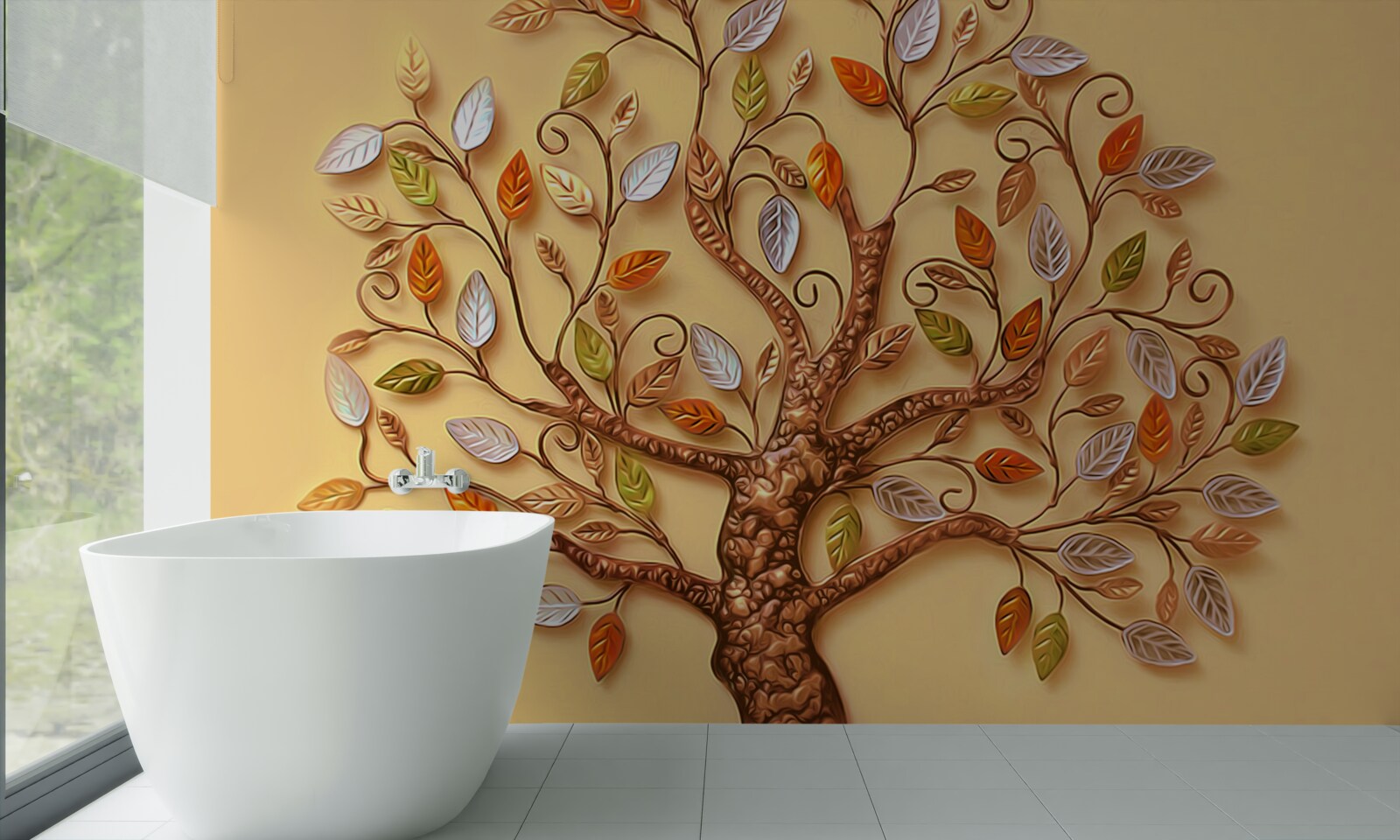 Papier peint l'arbre est habillé d'une abstraction automnale de feuilles