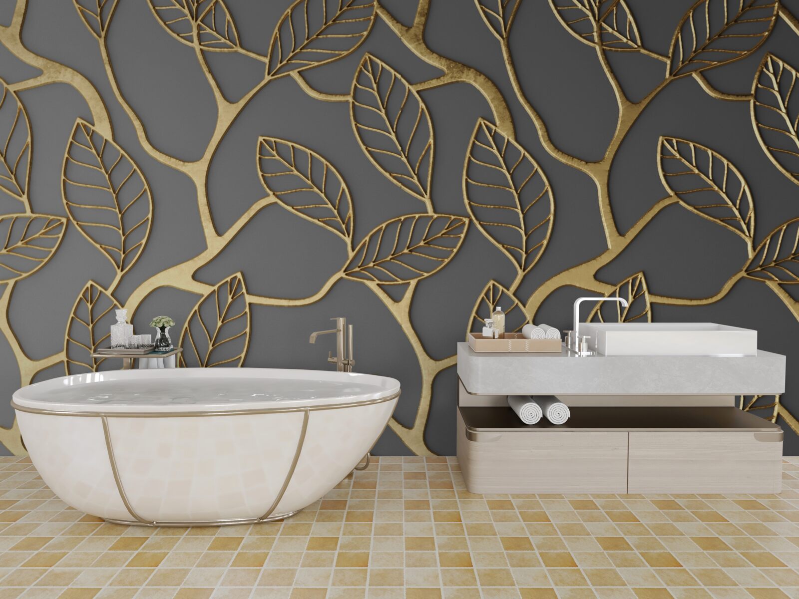 Papier peint texture brune des branches et des feuilles