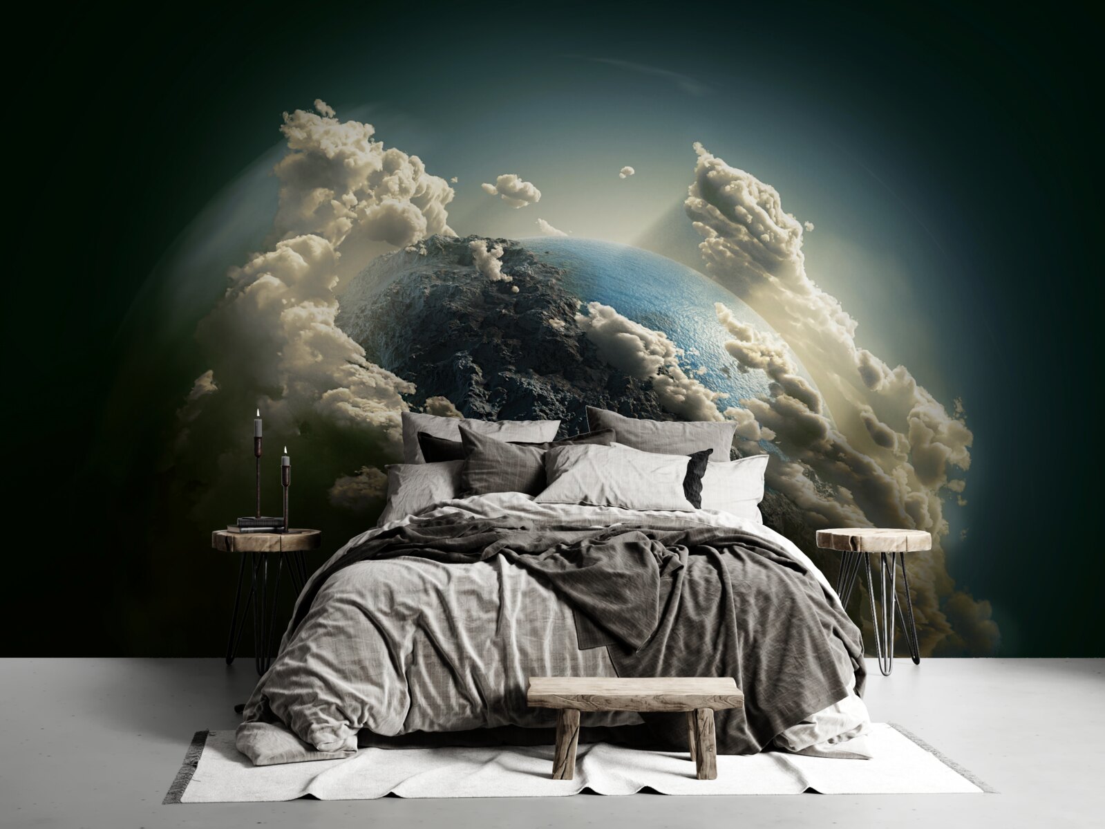 Papier peint le sol perce la couverture nuageuse