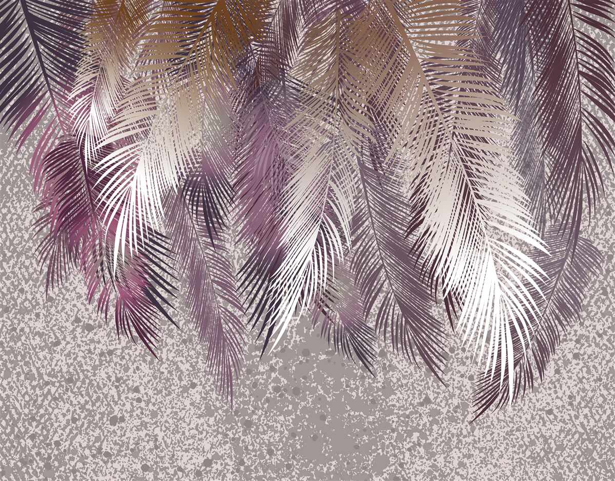 Papier peint Feuilles de couleur bordeaux ressemblant à des plumes