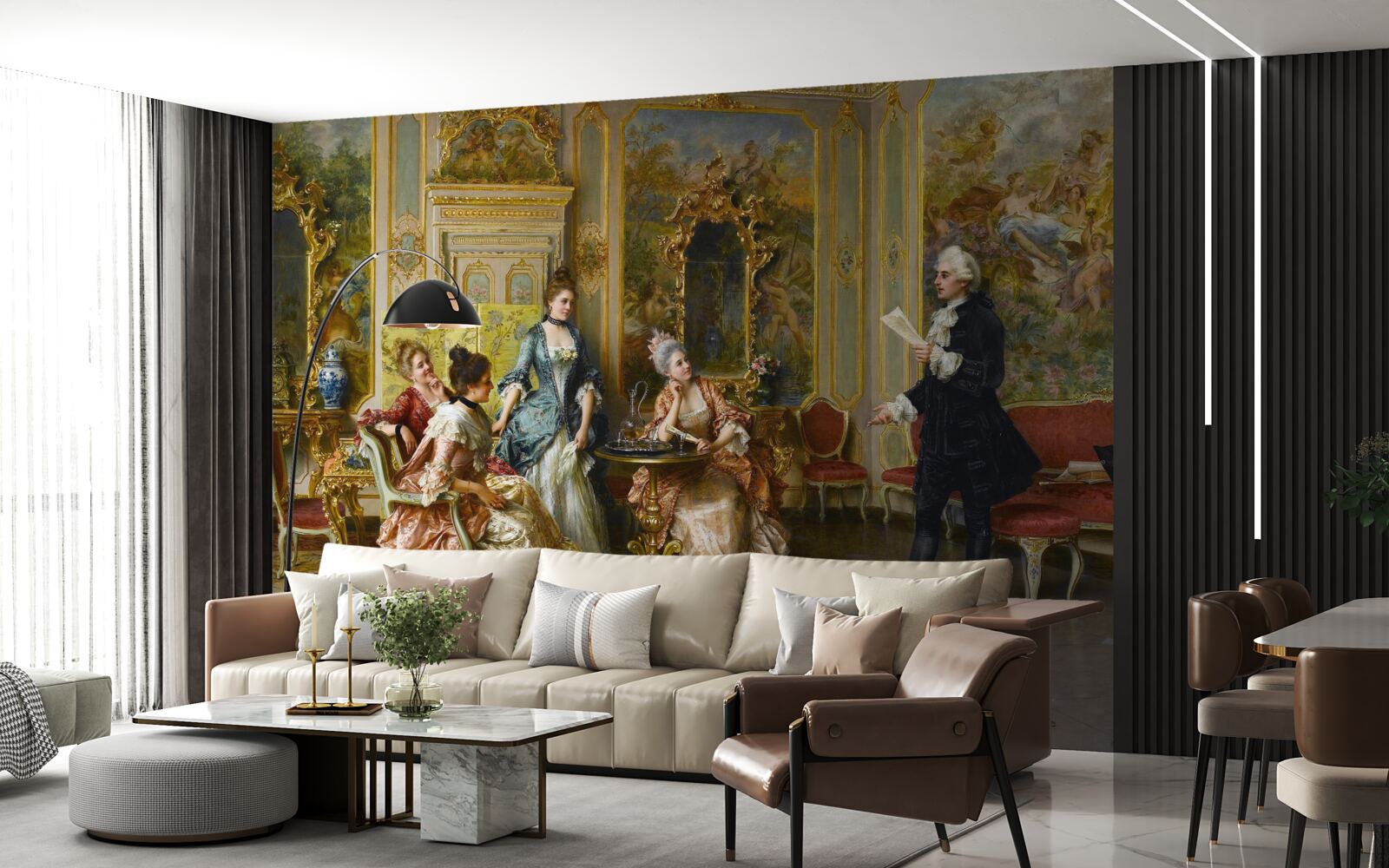 Papier peint l'admiration des dames pour leur passion de la lecture de la poésie