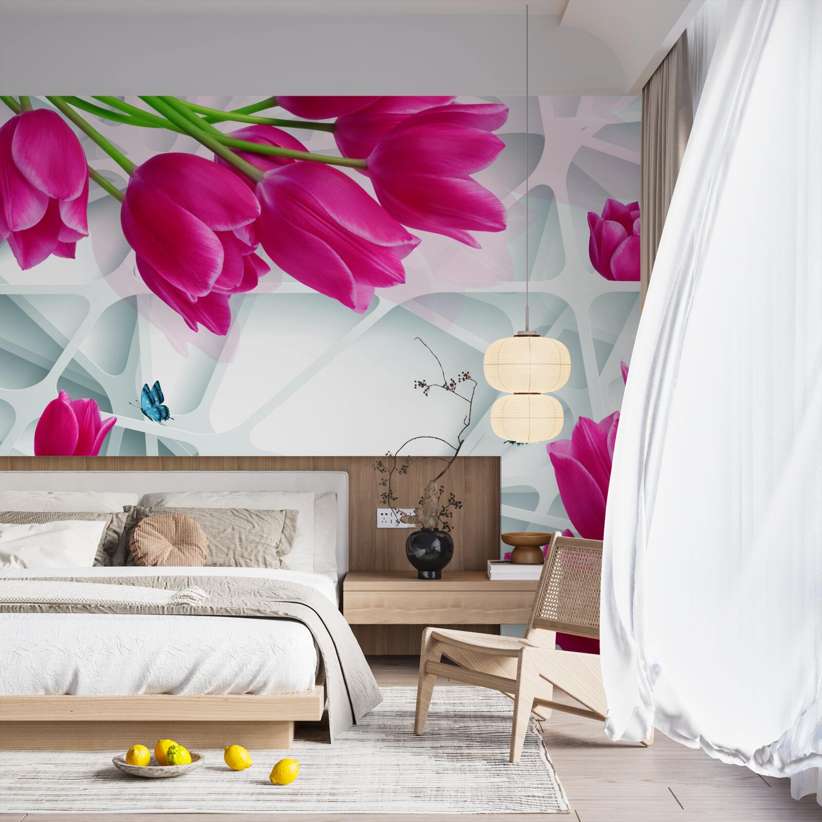 Papier peint magnifiques bourgeons de tulipes roses