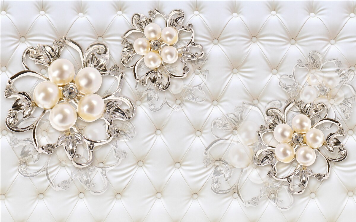 Papier peint Jolies nuances de perle et d'or dans les fleurs