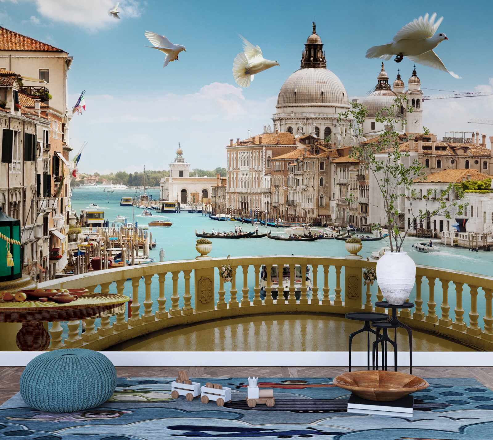 Papier peint véranda avec vue sur l'horizon de venise
