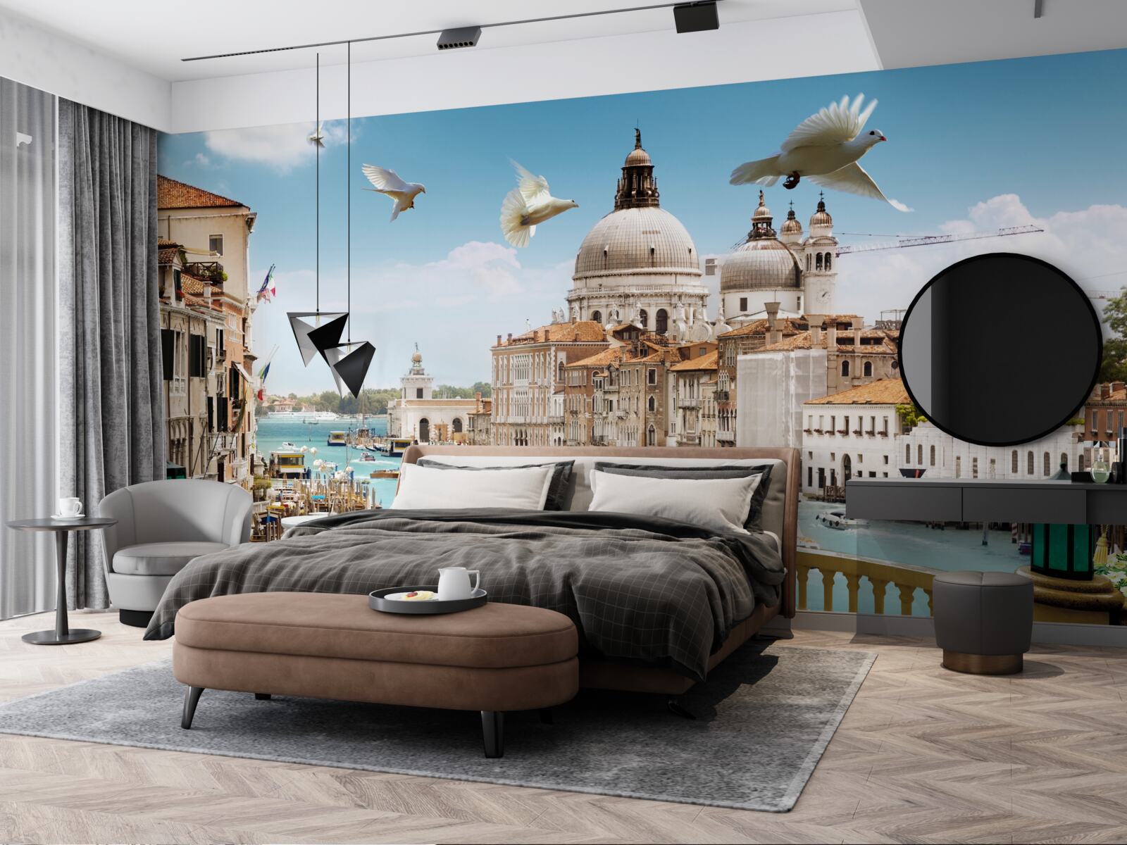 Papier peint véranda avec vue sur l'horizon de venise