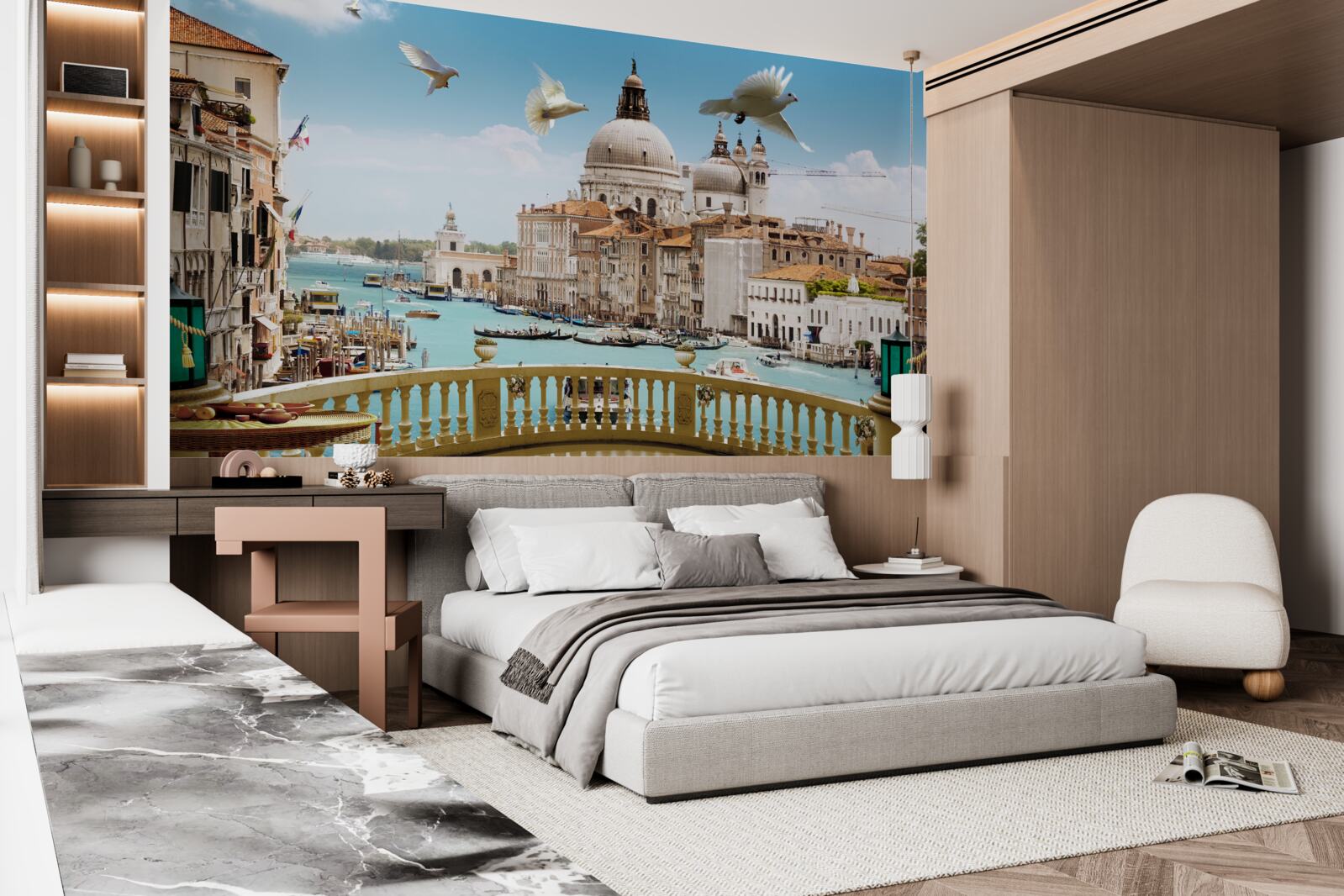 Papier peint véranda avec vue sur l'horizon de venise