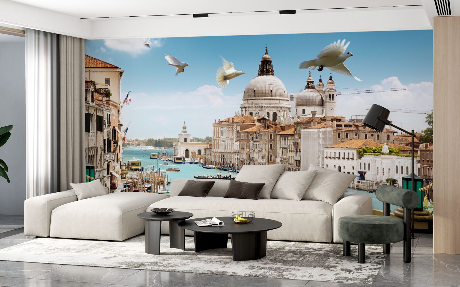 Papier peint véranda avec vue sur l'horizon de venise