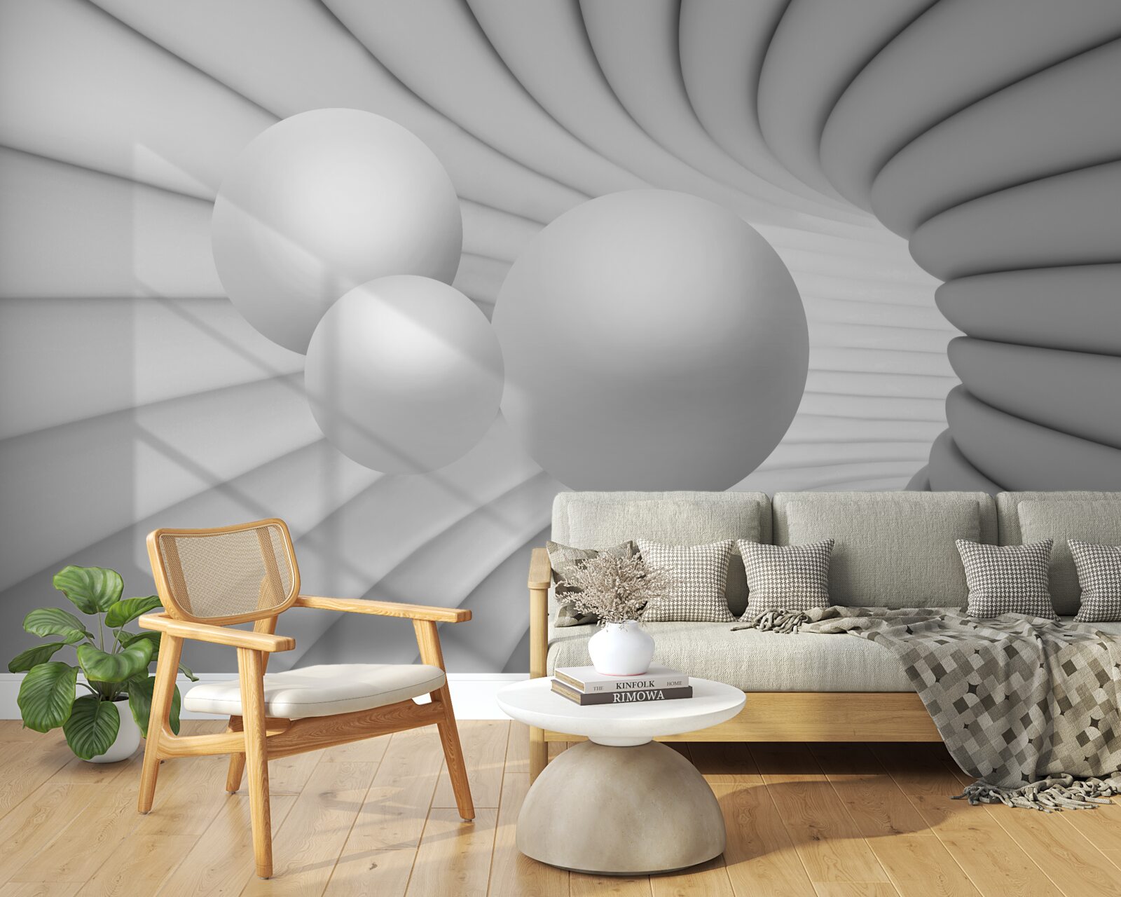 Papier peint la perspective du tunnel est remplie de boules d'argent
