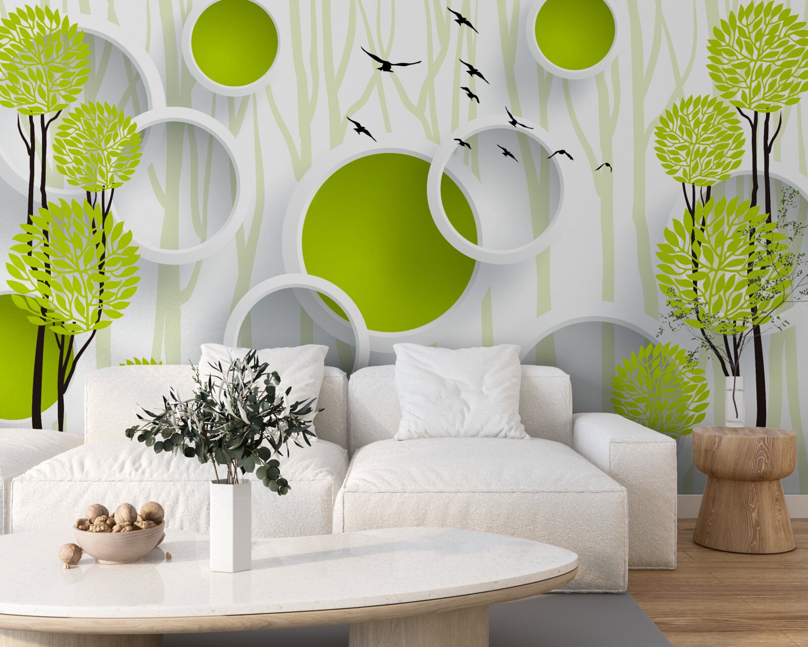Papier peint les oiseaux accueillent le printemps avec leur robe verte