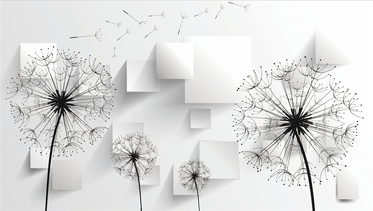 Papier peint vol doux des fleurs de pissenlit