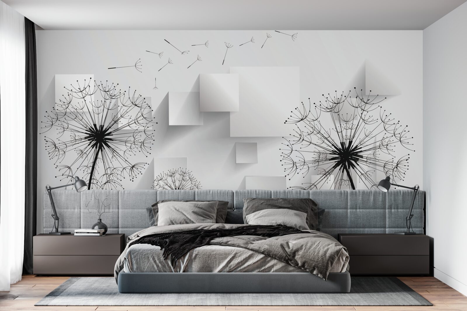 Papier peint vol doux des fleurs de pissenlit