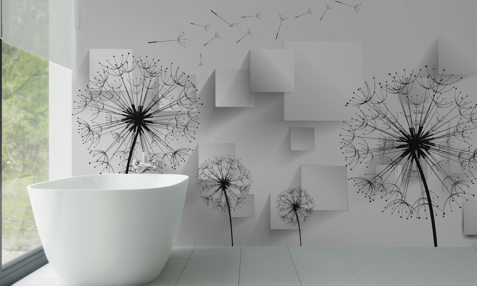 Papier peint vol doux des fleurs de pissenlit