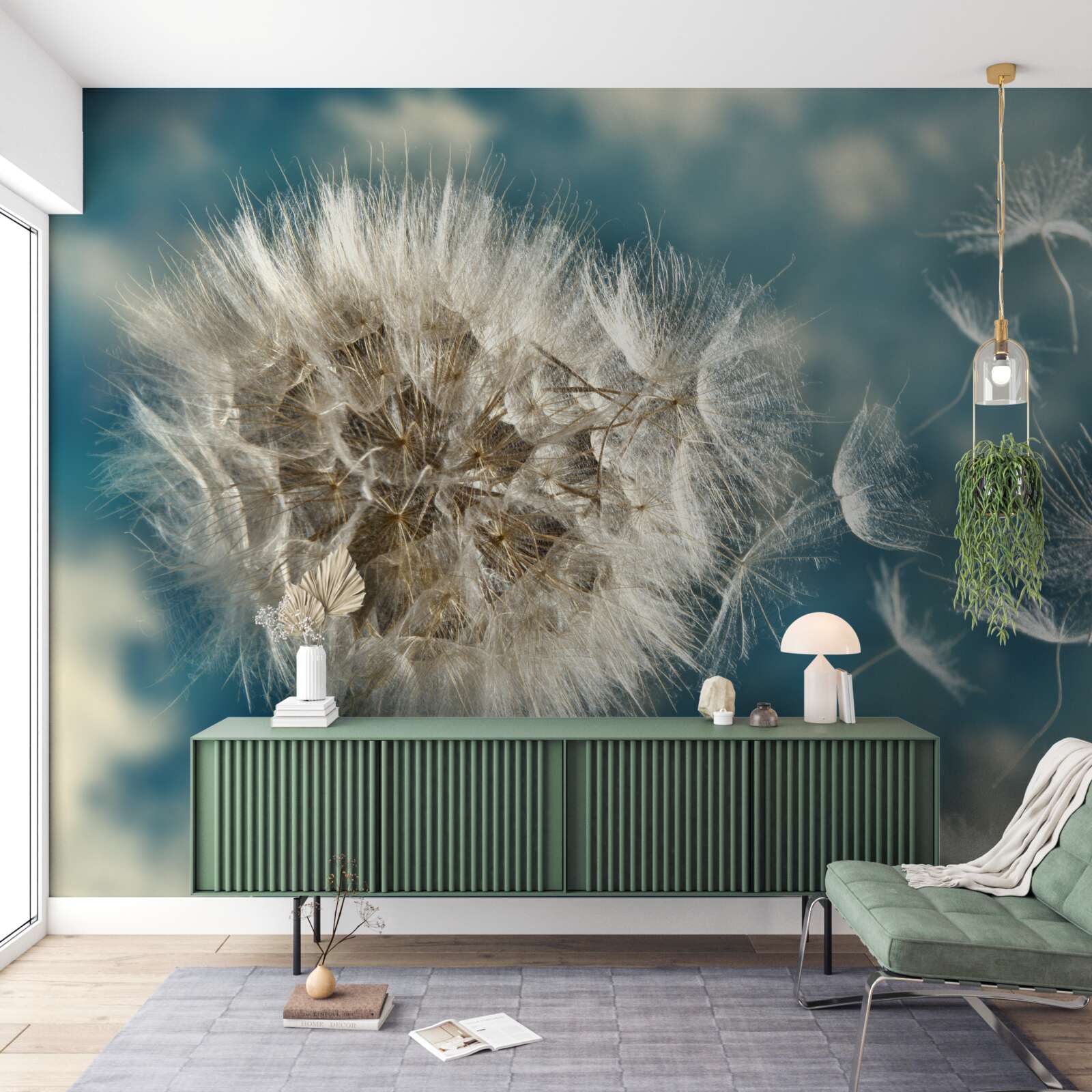 Papier peint pissenlit dans le flux d'air