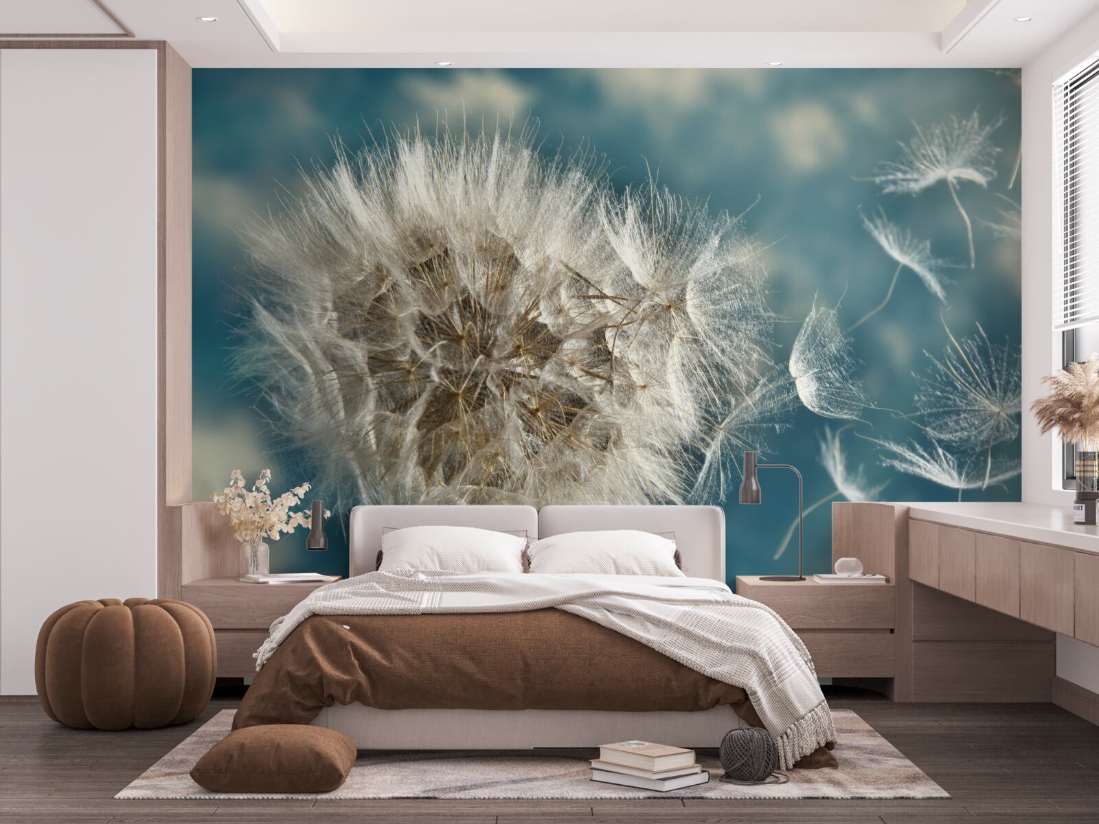 Papier peint pissenlit dans le flux d'air