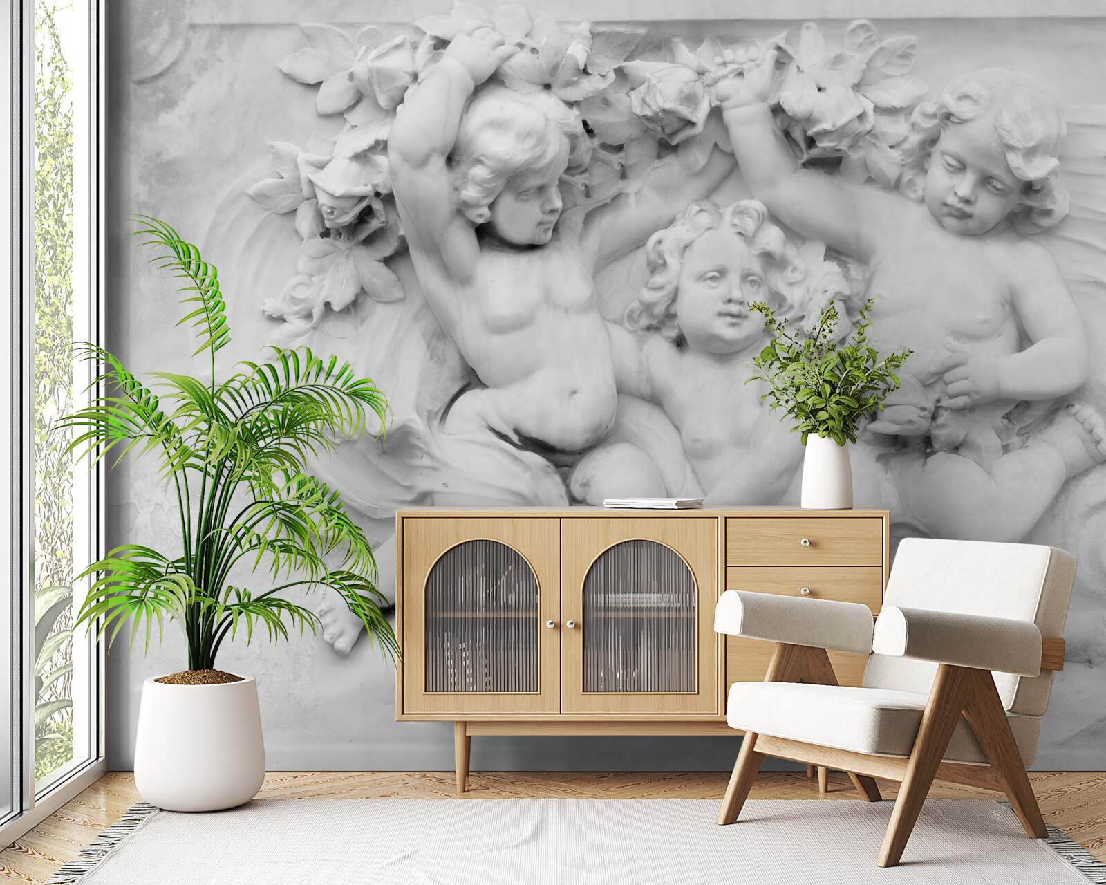 Papier peint le relief est un terrain de jeu pour les anges
