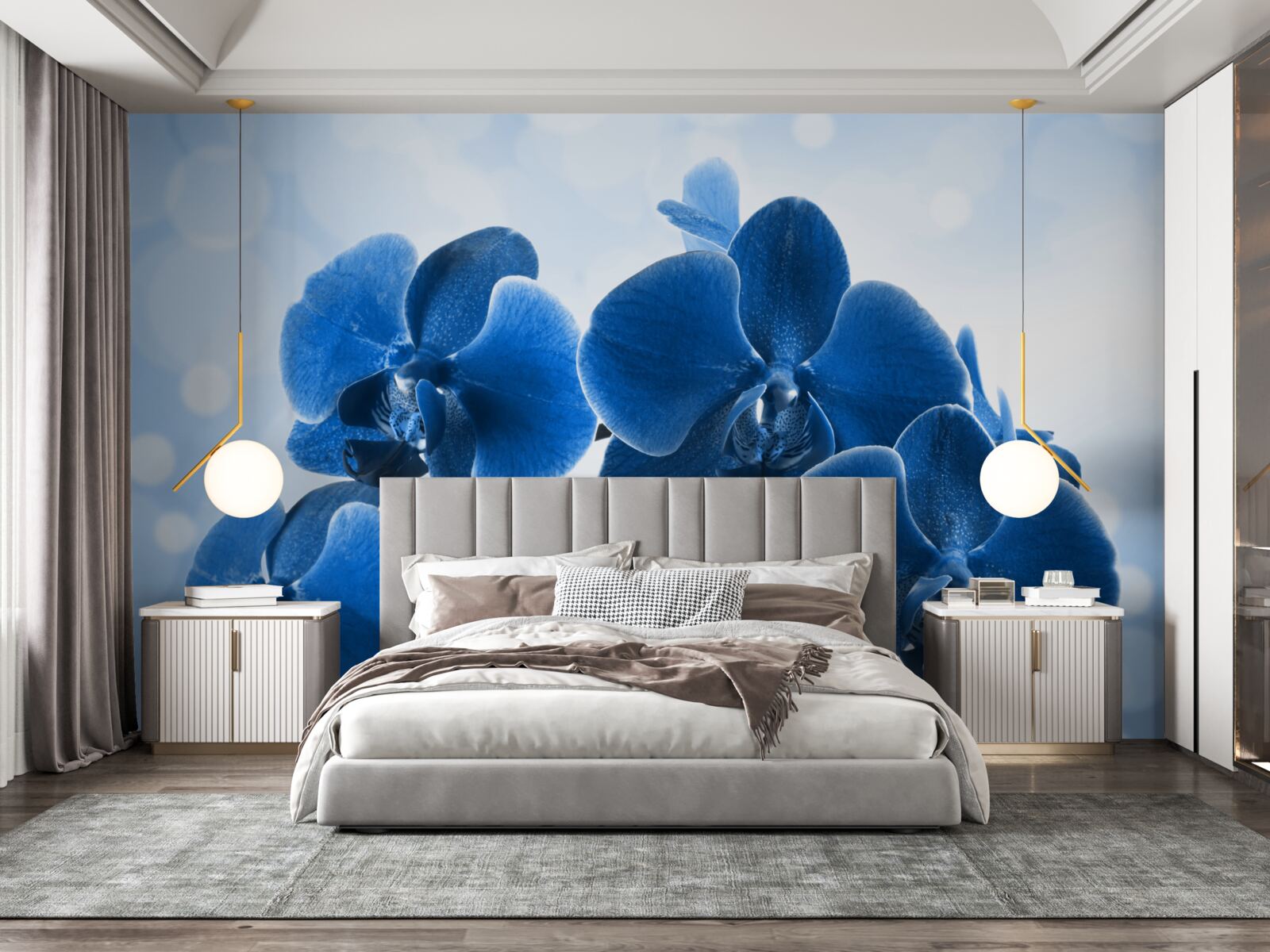 Papier peint les orchidées sont bleu foncé