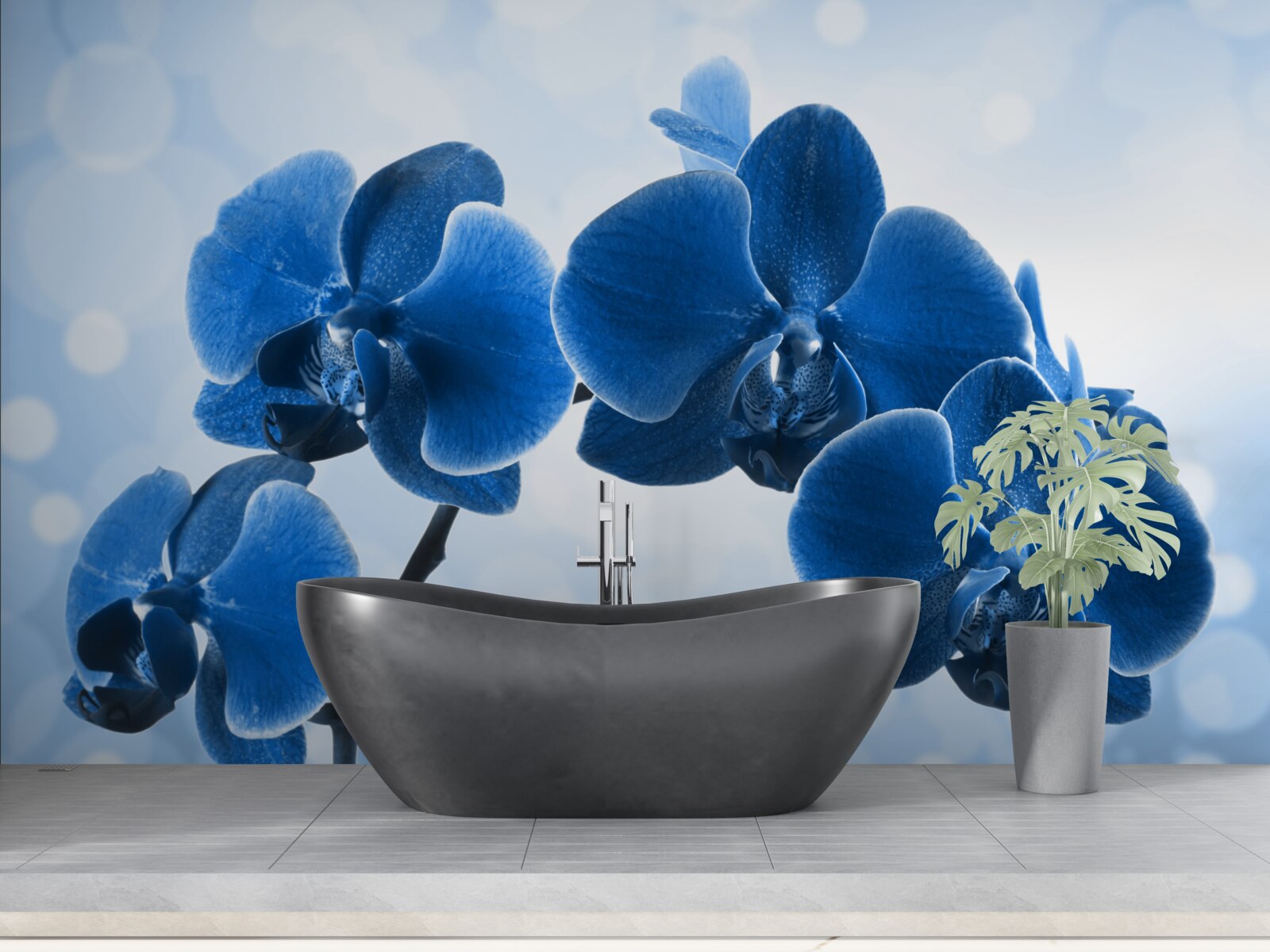 Papier peint les orchidées sont bleu foncé