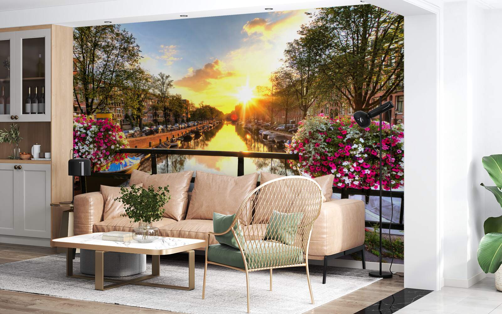 Papier peint le cœur d'amsterdam est noyé dans le soleil couchant