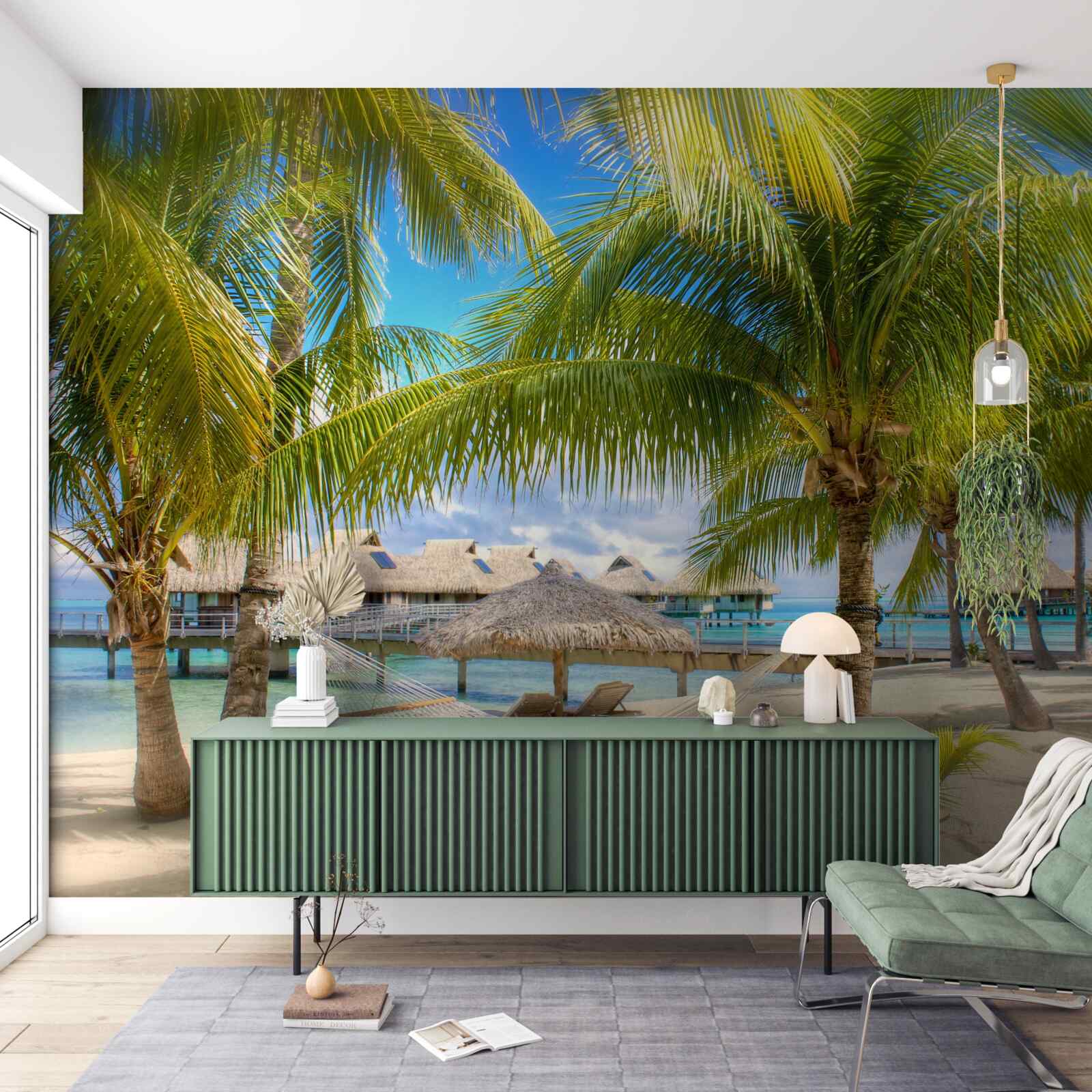 Papier peint arbres tropicaux sur une côte sablonneuse