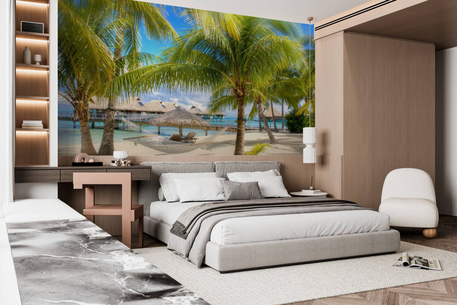 Papier peint arbres tropicaux sur une côte sablonneuse